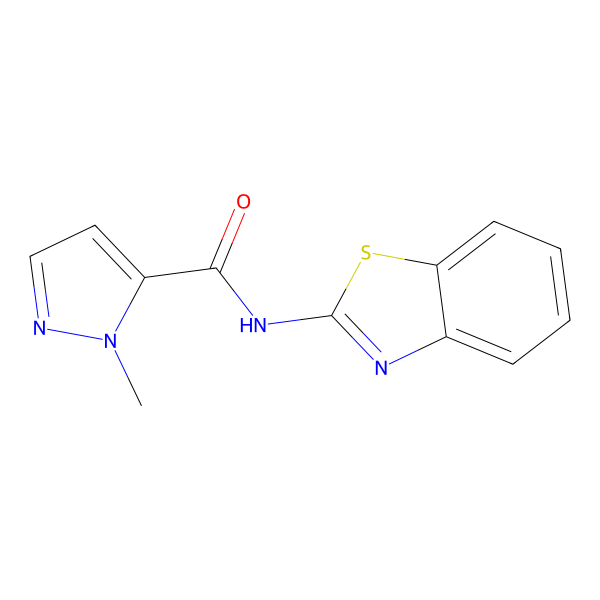 N-(1,3-benzothiazol-2-yl)-2-methylpyrazole-3-carboxamide molecular structure, CAS 404904-30-9