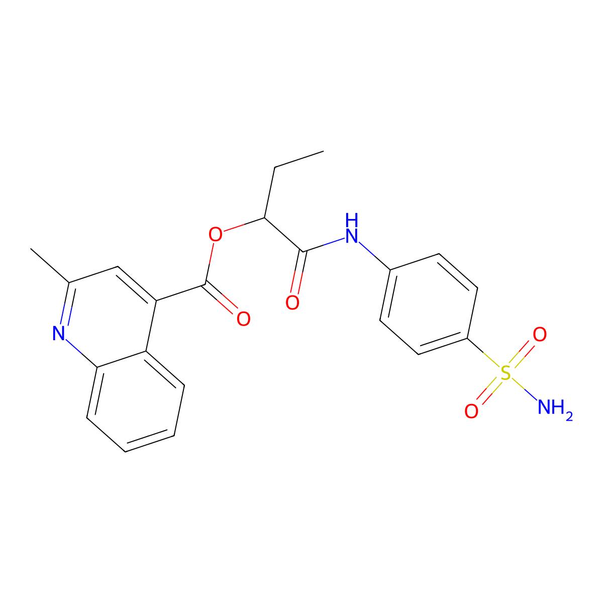 1-Oxo-1-[(4-sulfamoylphenyl)amino]butan-2-yl 2-methylquinoline-4-carboxylate molecular structure, CAS 404910-85-6