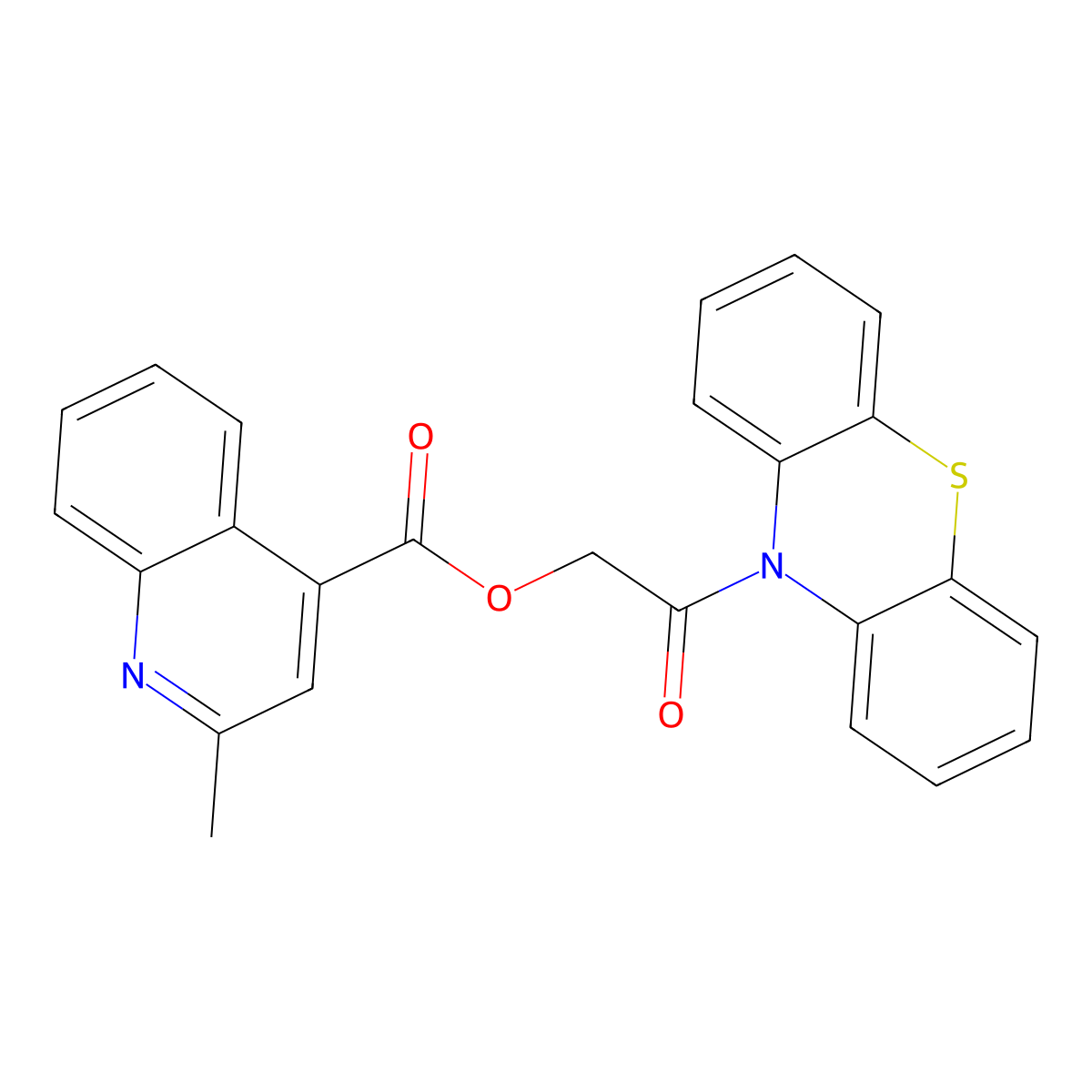 2-oxo-2-(10H-phenothiazin-10-yl)ethyl 2-methylquinoline-4-carboxylate molecular structure, CAS 404910-91-4