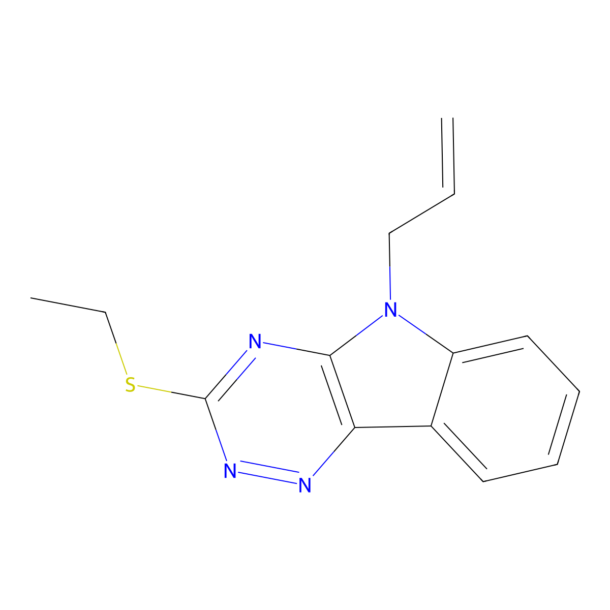 3-Ethylsulfanyl-5-prop-2-enyl-[1,2,4]triazino[5,6-b]indole molecular structure, CAS 404911-03-1