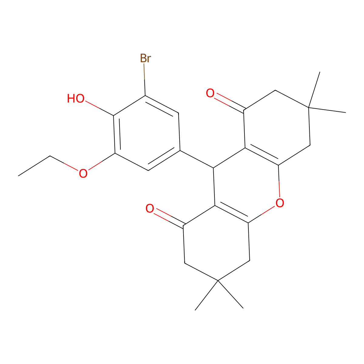 9-(3-bromo-5-ethoxy-4-hydroxyphenyl)-3,3,6,6-tetramethyl-4,5,7,9-tetrahydro-2H-xanthene-1,8-dione molecular structure, CAS 404912-69-2