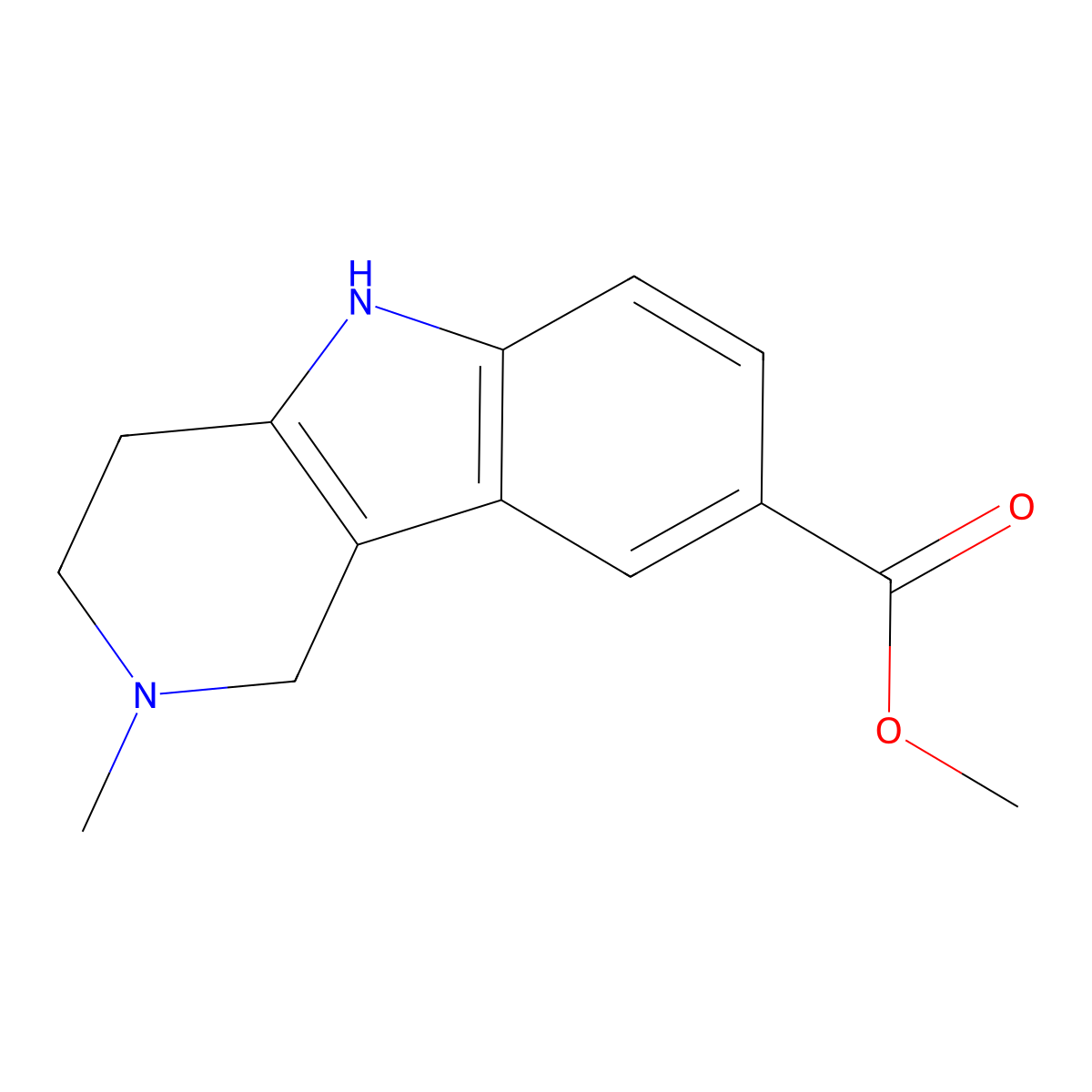 Methyl 2-methyl-2,3,4,5-tetrahydro-1H-pyrido[4,3-b]indole-8-carboxylate molecular structure, CAS 404913-16-2
