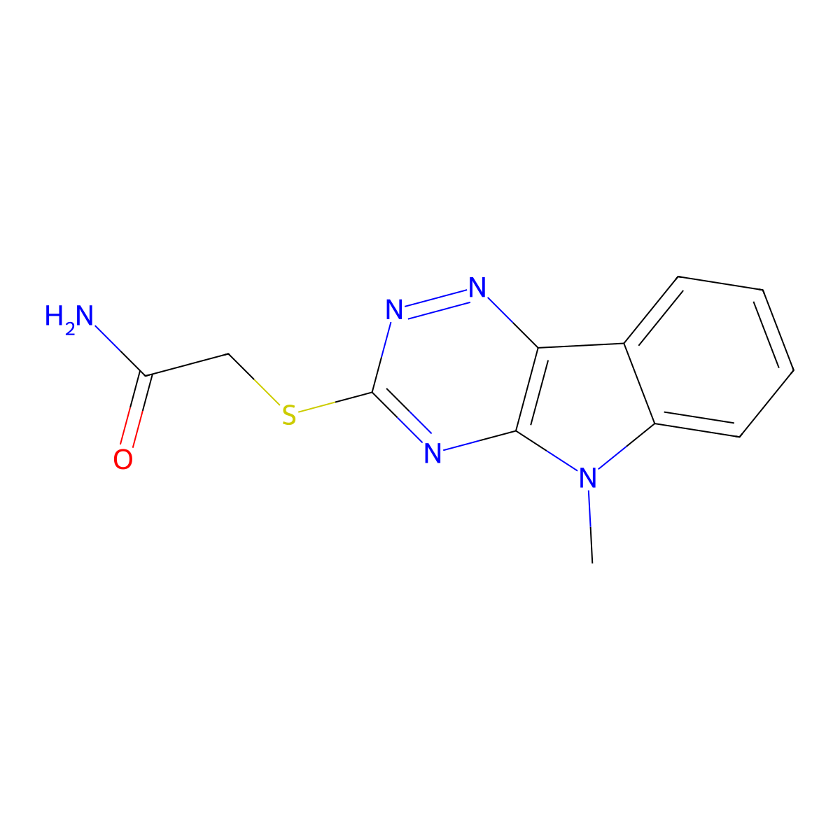 2-[(5-methyl-5H-[1,2,4]triazino[5,6-b]indol-3-yl)sulfanyl]acetamide molecular structure, CAS 404914-82-5