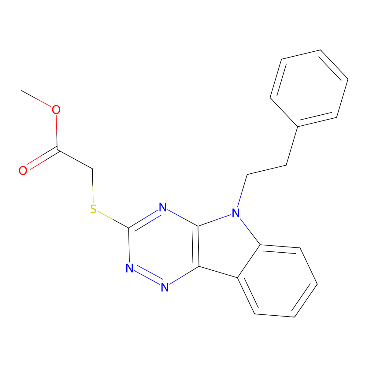 methyl {[5-(2-phenylethyl)-5H-[1,2,4]triazino[5,6-b]indol-3-yl]sulfanyl}acetate molecular structure, CAS 404914-99-4