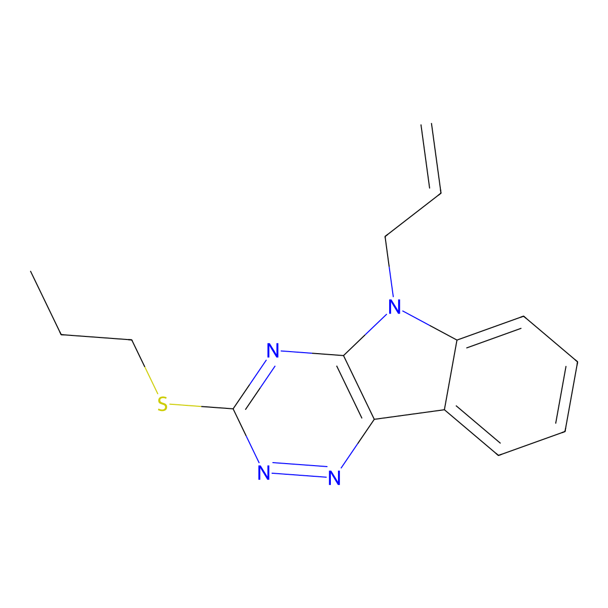 5-Prop-2-enyl-3-propylsulfanyl-[1,2,4]triazino[5,6-b]indole molecular structure, CAS 404915-01-1