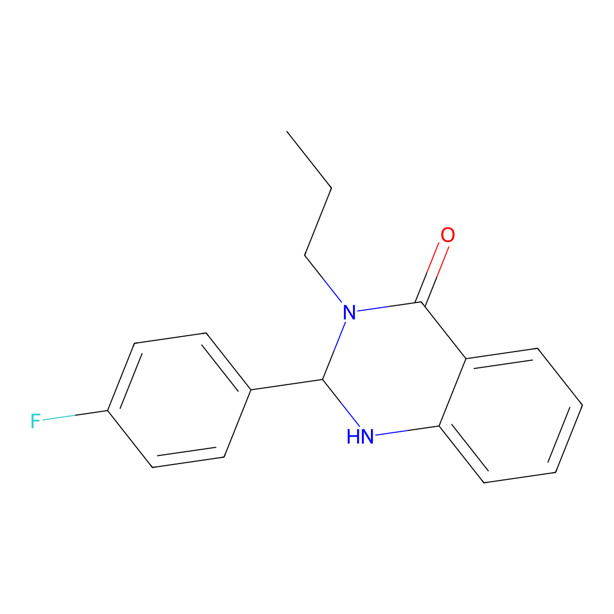 2-(4-fluorophenyl)-3-propyl-2,3-dihydroquinazolin-4(1H)-one molecular structure, CAS 404915-42-0