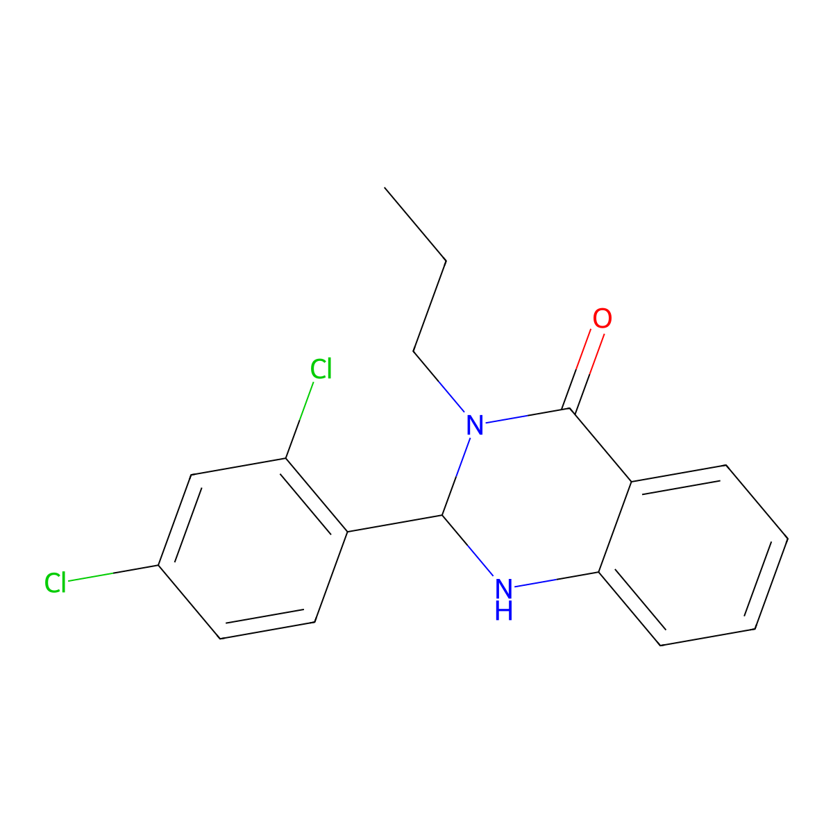 2-(2,4-dichlorophenyl)-3-propyl-2,3-dihydroquinazolin-4(1H)-one molecular structure, CAS 404915-45-3