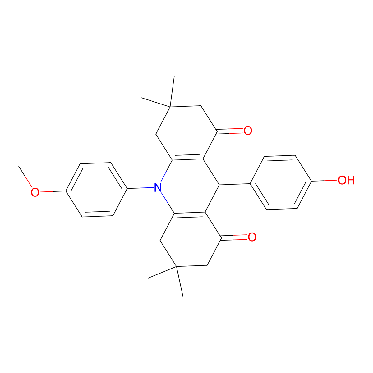 9-(4-hydroxyphenyl)-10-(4-methoxyphenyl)-3,3,6,6-tetramethyl-4,5,7,9-tetrahydro-2H-acridine-1,8-dione molecular structure, CAS 404921-29-5