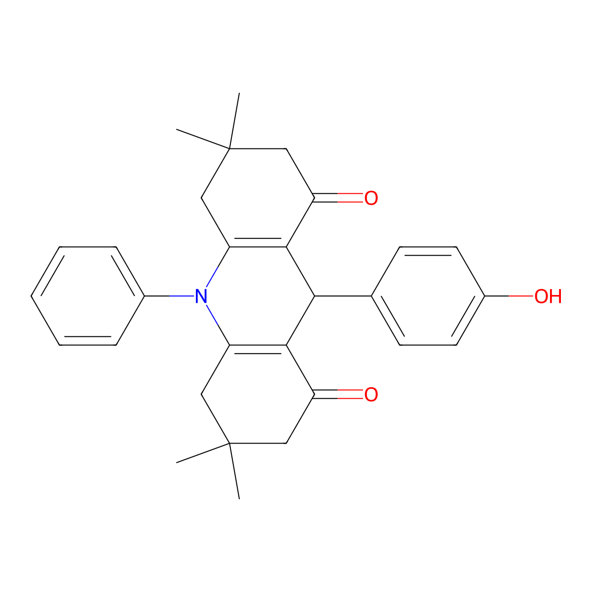 9-(4-hydroxyphenyl)-3,3,6,6-tetramethyl-10-phenyl-4,5,7,9-tetrahydro-2H-acridine-1,8-dione molecular structure, CAS 404922-47-0