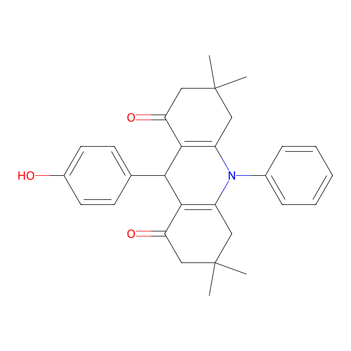 9-(4-hydroxyphenyl)-3,3,6,6-tetramethyl-10-phenyl-4,5,7,9-tetrahydro-2H-acridine-1,8-dione molecular structure, CAS 404922-47-0