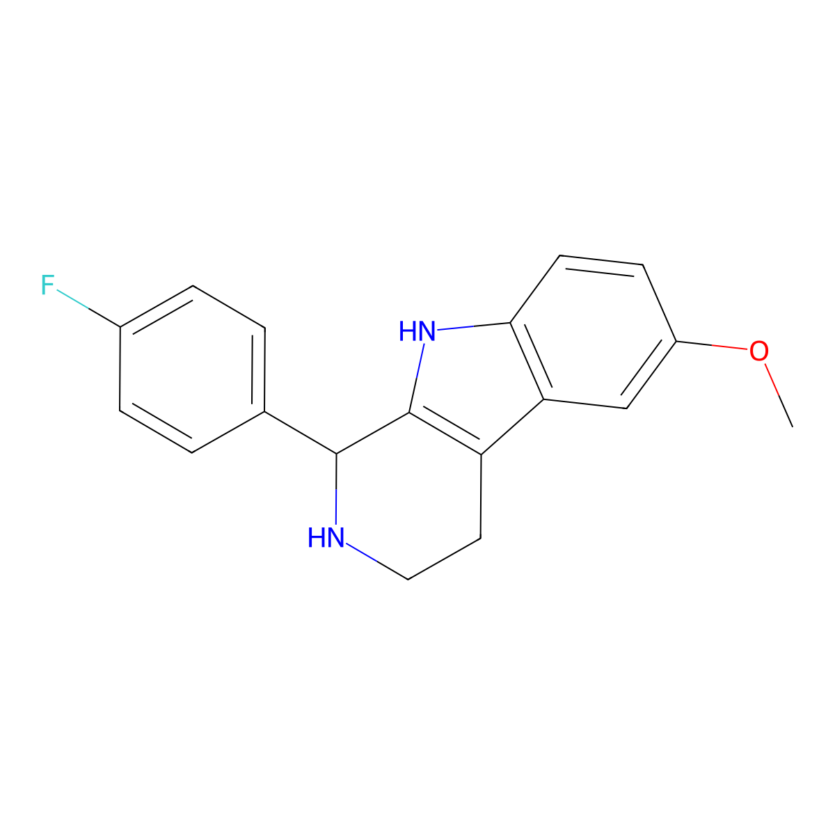1-(4-fluorophenyl)-6-methoxy-2,3,4,9-tetrahydro-1H-pyrido[3,4-b]indole molecular structure, CAS 404929-70-0