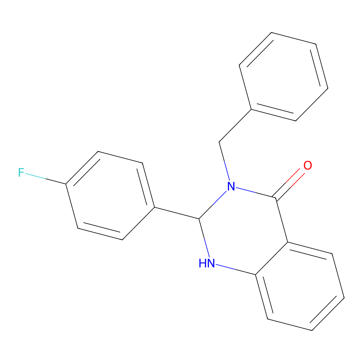 3-benzyl-2-(4-fluorophenyl)-2,3-dihydroquinazolin-4(1H)-one molecular structure, CAS 404932-10-1