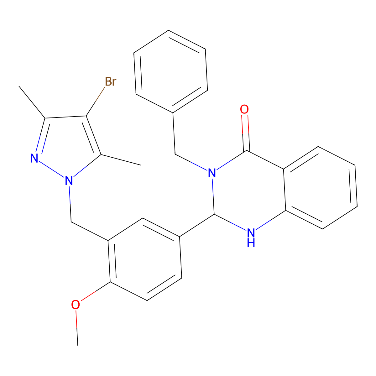 3-Benzyl-2-[3-[(4-bromo-3,5-dimethylpyrazol-1-yl)methyl]-4-methoxyphenyl]-1,2-dihydroquinazolin-4-one molecular structure, CAS 404932-47-4