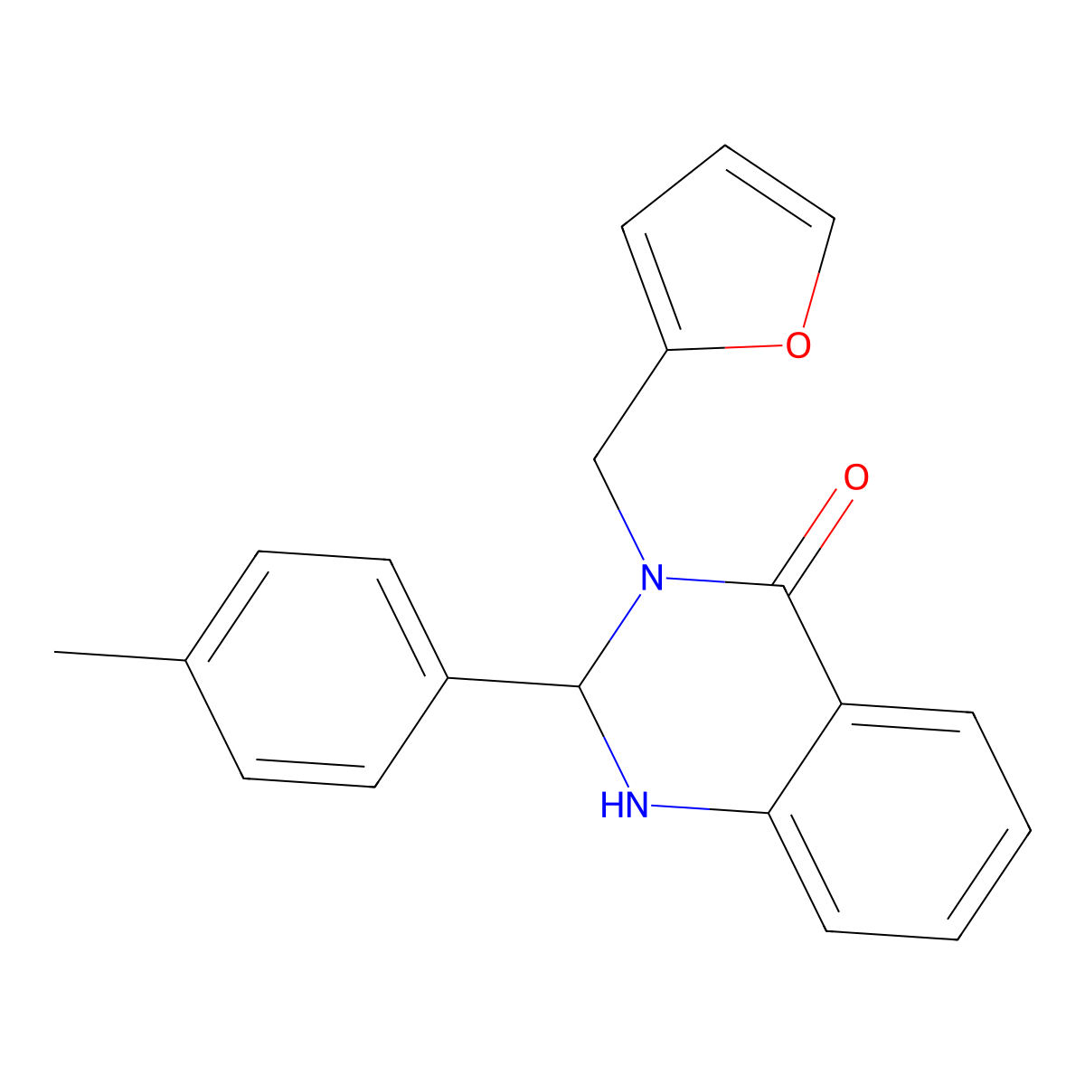 3-(Furan-2-ylmethyl)-2-(4-methylphenyl)-1,2-dihydroquinazolin-4-one molecular structure, CAS 404932-70-3