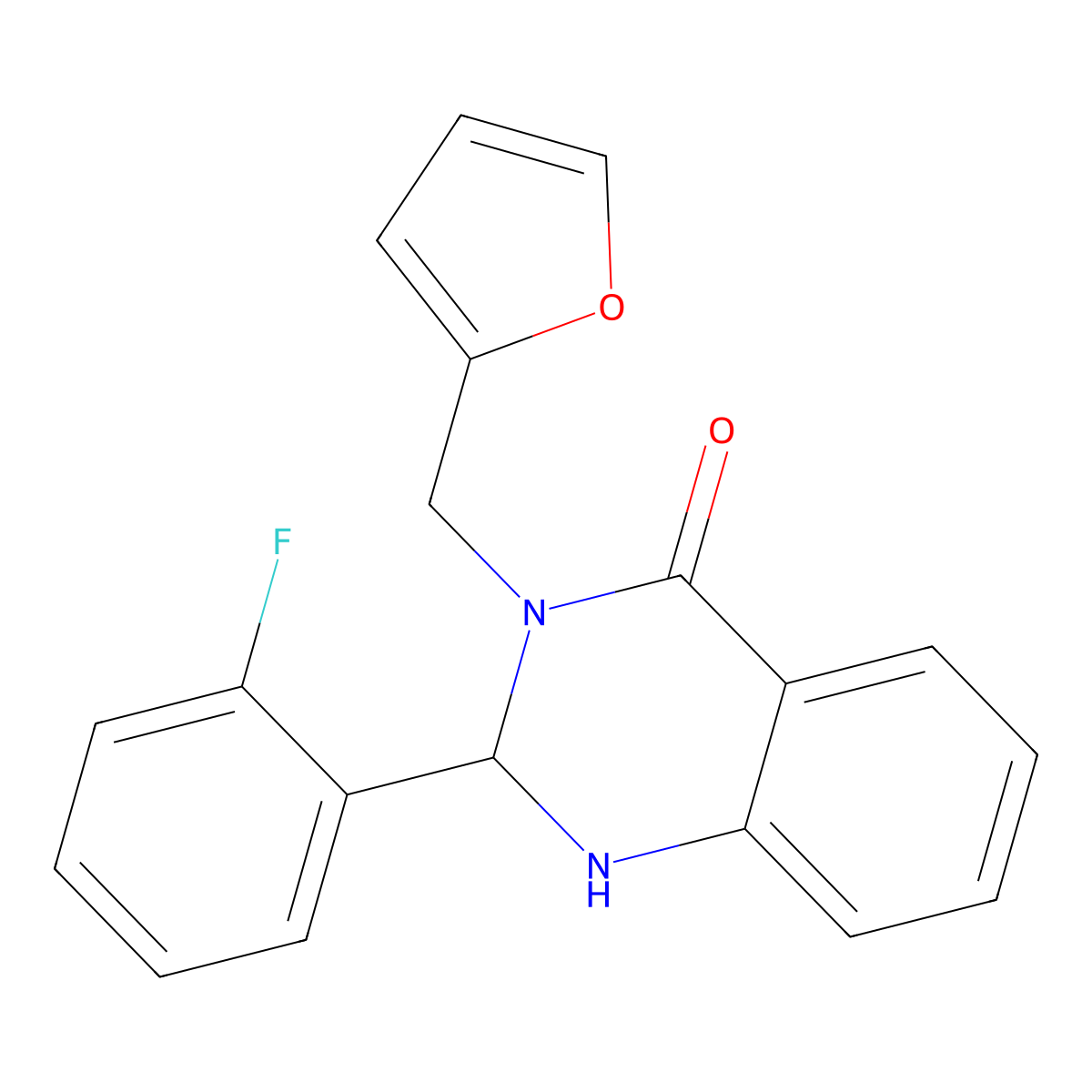 2-(2-Fluorophenyl)-3-(furan-2-ylmethyl)-1,2-dihydroquinazolin-4-one molecular structure, CAS 404932-75-8