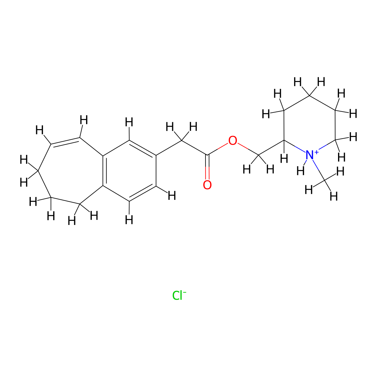 5H-Benzocycloheptene-9-acetic acid, 6,7-dihydro-, (1-methyl-2-piperidinyl)methyl ester, hydrochloride molecular structure, CAS 40494-44-8