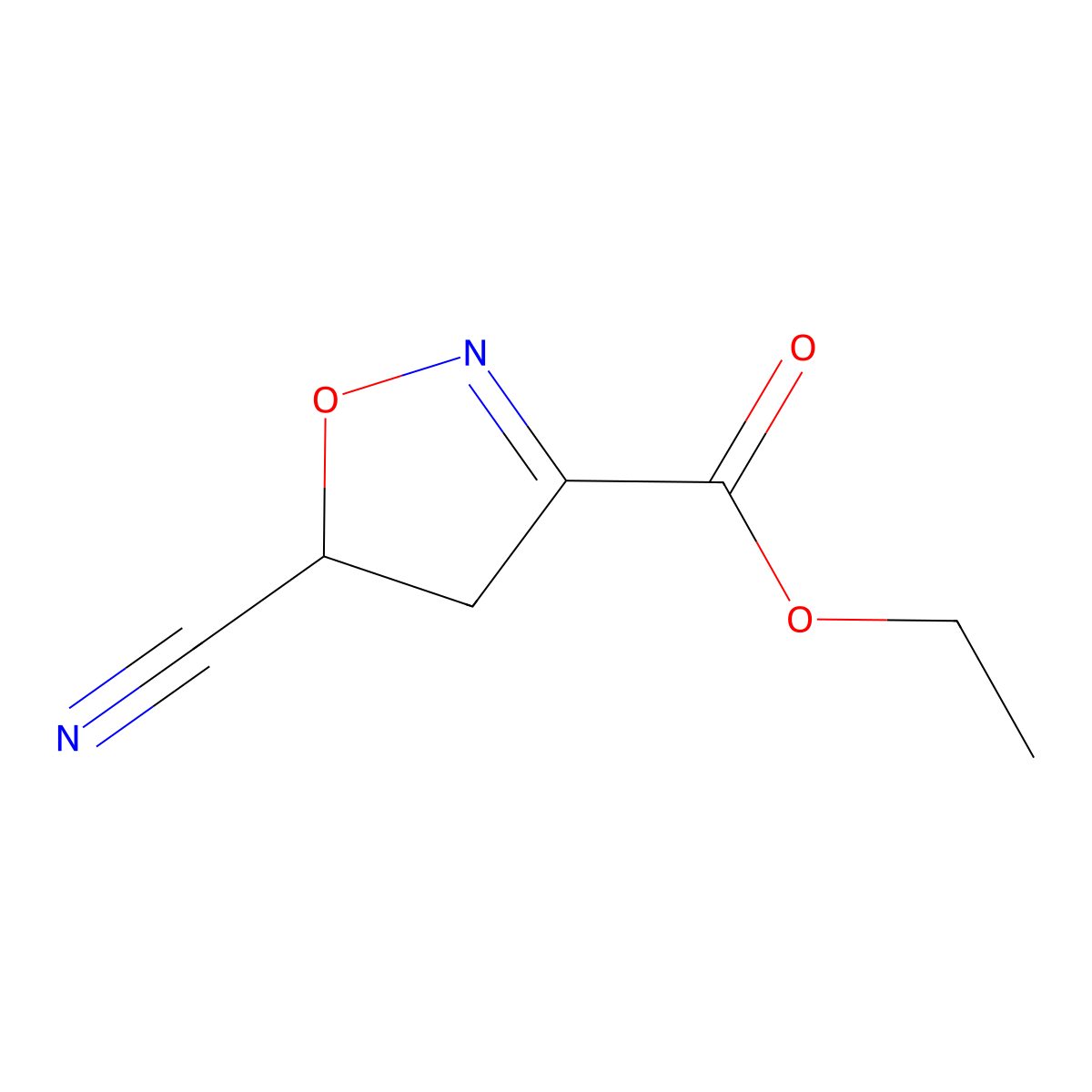 Ethyl 5-cyano-4,5-dihydro-1,2-oxazole-3-carboxylate molecular structure, CAS 40499-67-0