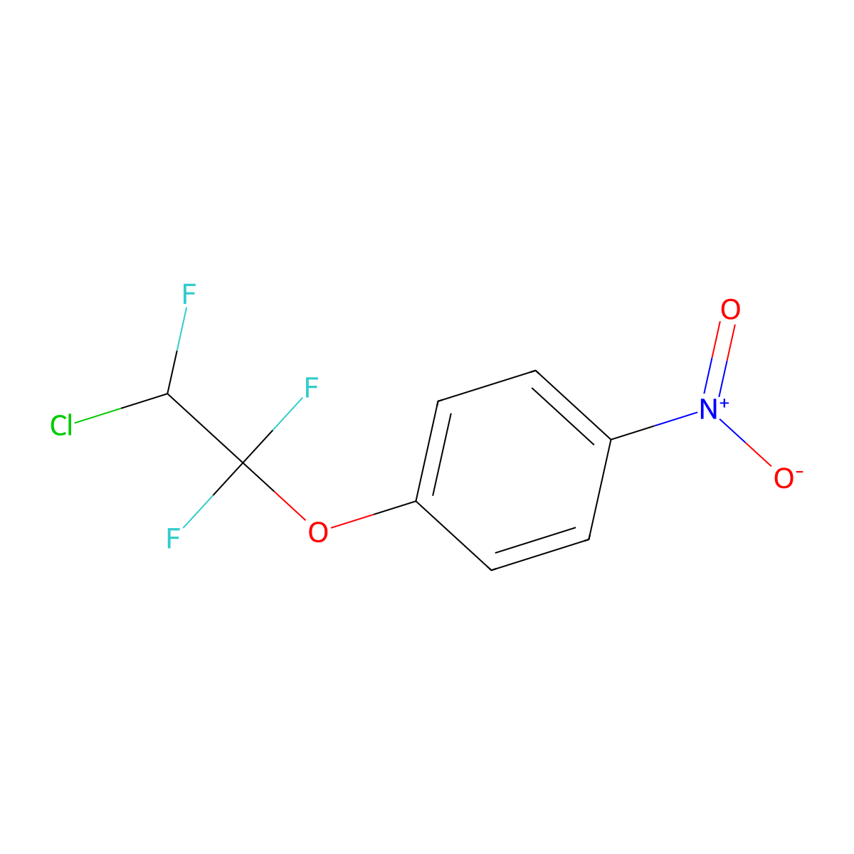 2-Chloro-1,1,2-trifluoroethyl 4-nitrophenyl ether molecular structure, CAS 405-44-7