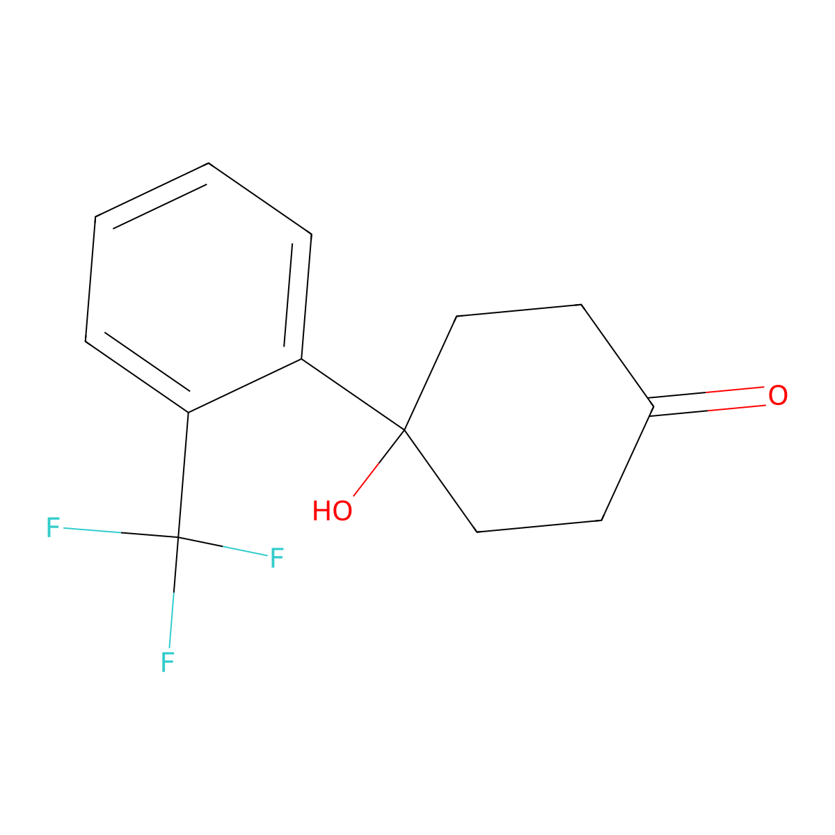 4-Hydroxy-4-[2-(trifluoromethyl)phenyl]cyclohexanone molecular structure, CAS 40503-19-3