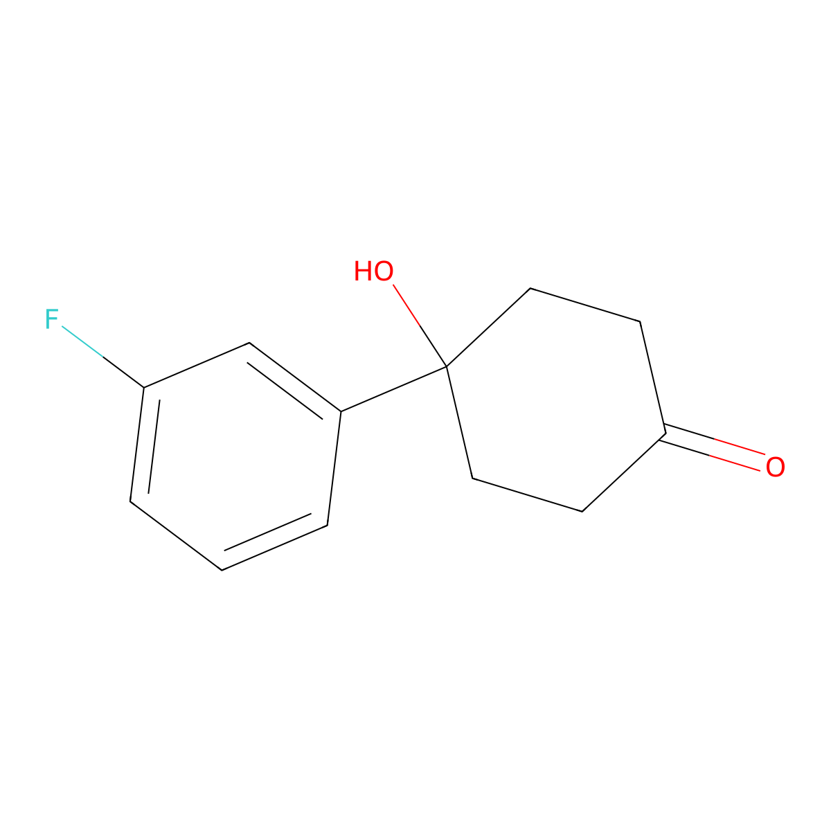 4-(3-Fluorophenyl)-4-hydroxycyclohexan-1-one molecular structure, CAS 40503-83-1