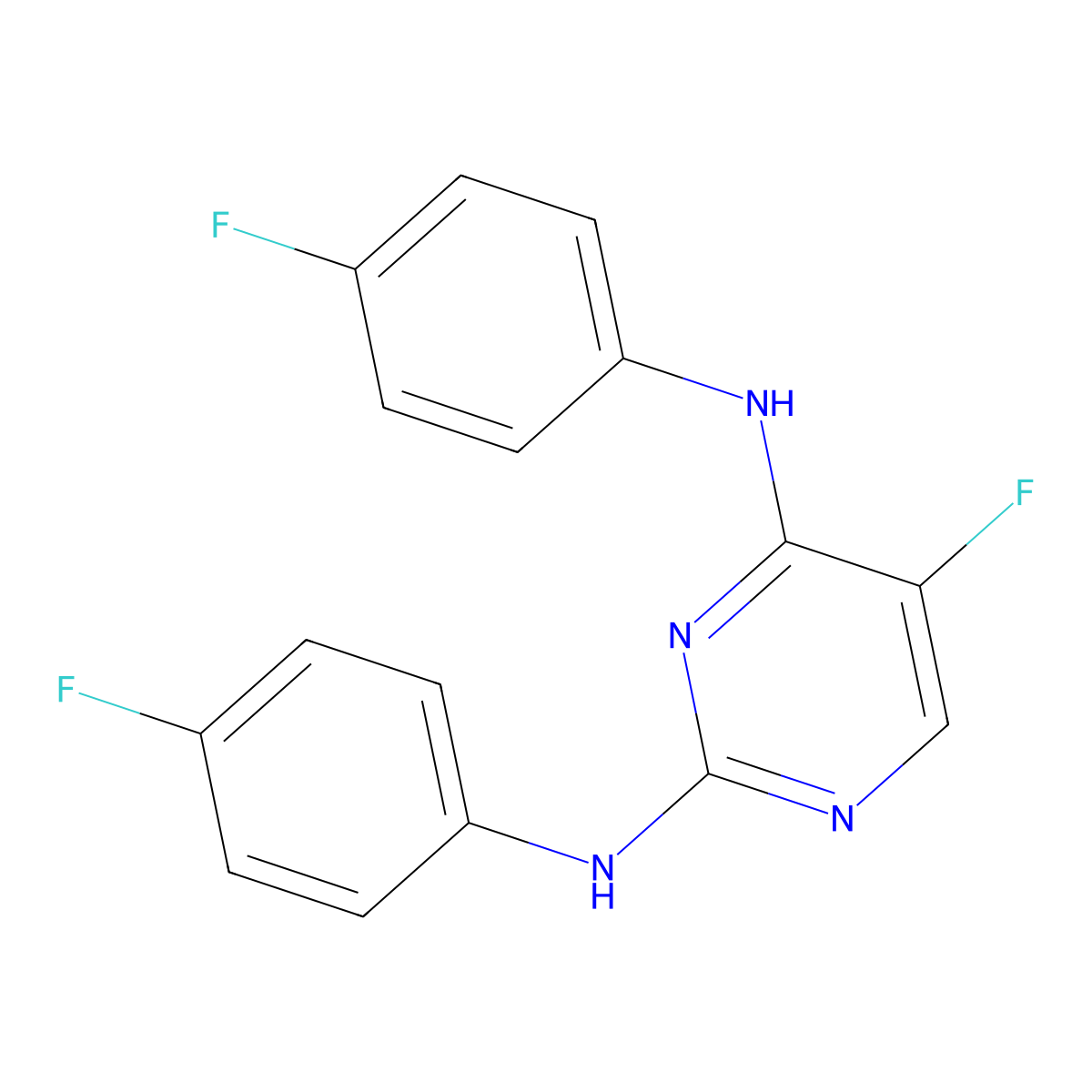 5-fluoro-N,N'-bis(4-fluorophenyl)pyrimidine-2,4-diamine molecular structure, CAS 40505-53-1