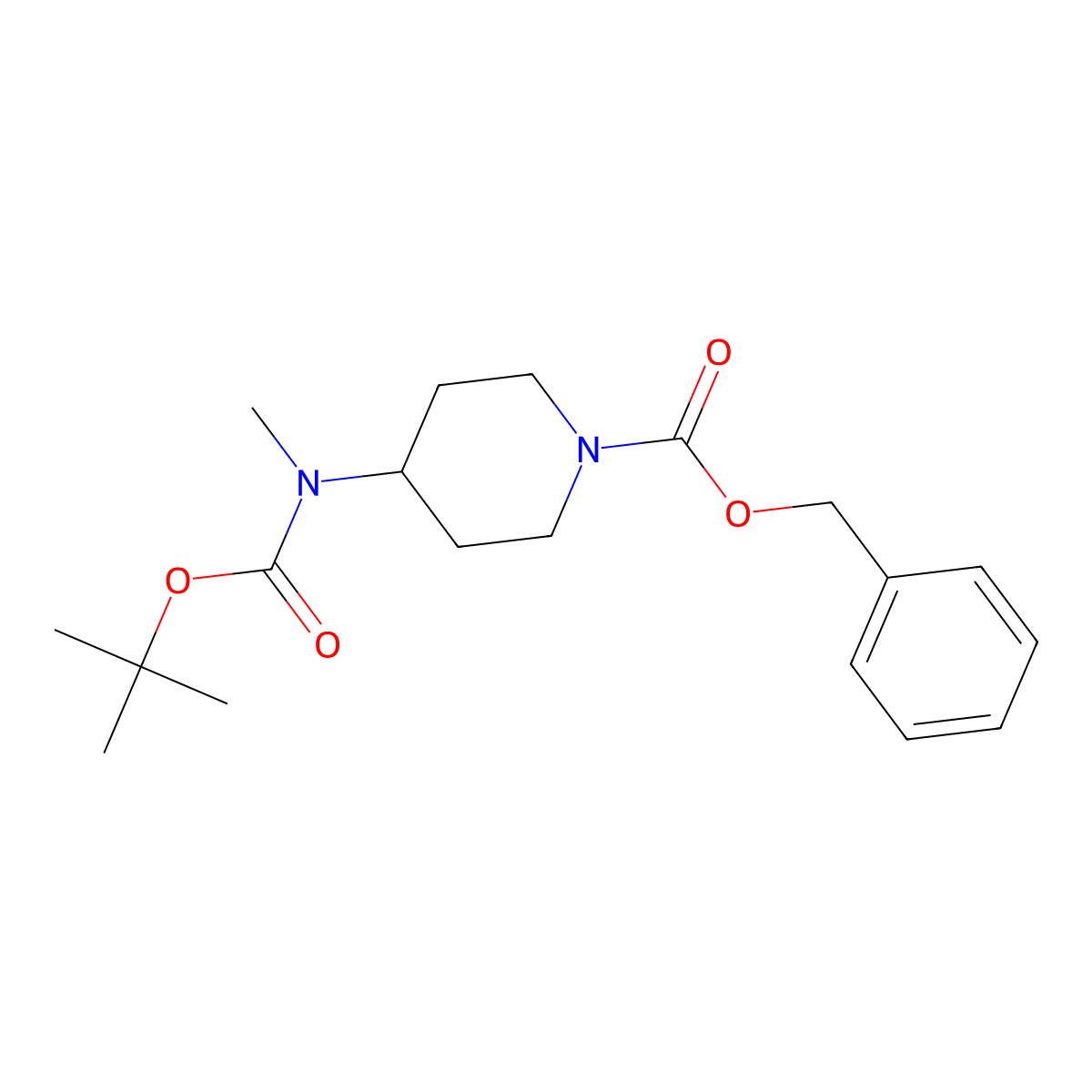 Benzyl 4-((tert-butoxycarbonyl)(methyl)amino)piperidine-1-carboxylate molecular structure, CAS 405057-76-3