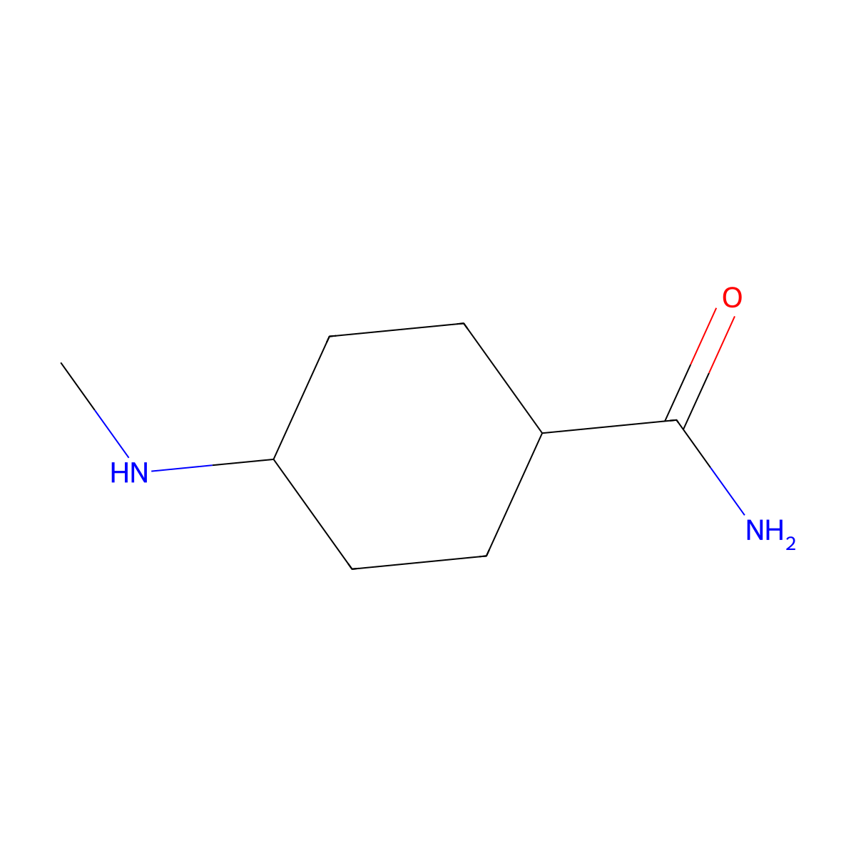Rel-(1r,4r)-4-(methylamino)cyclohexane-1-carboxamide molecular structure, CAS 405058-15-3
