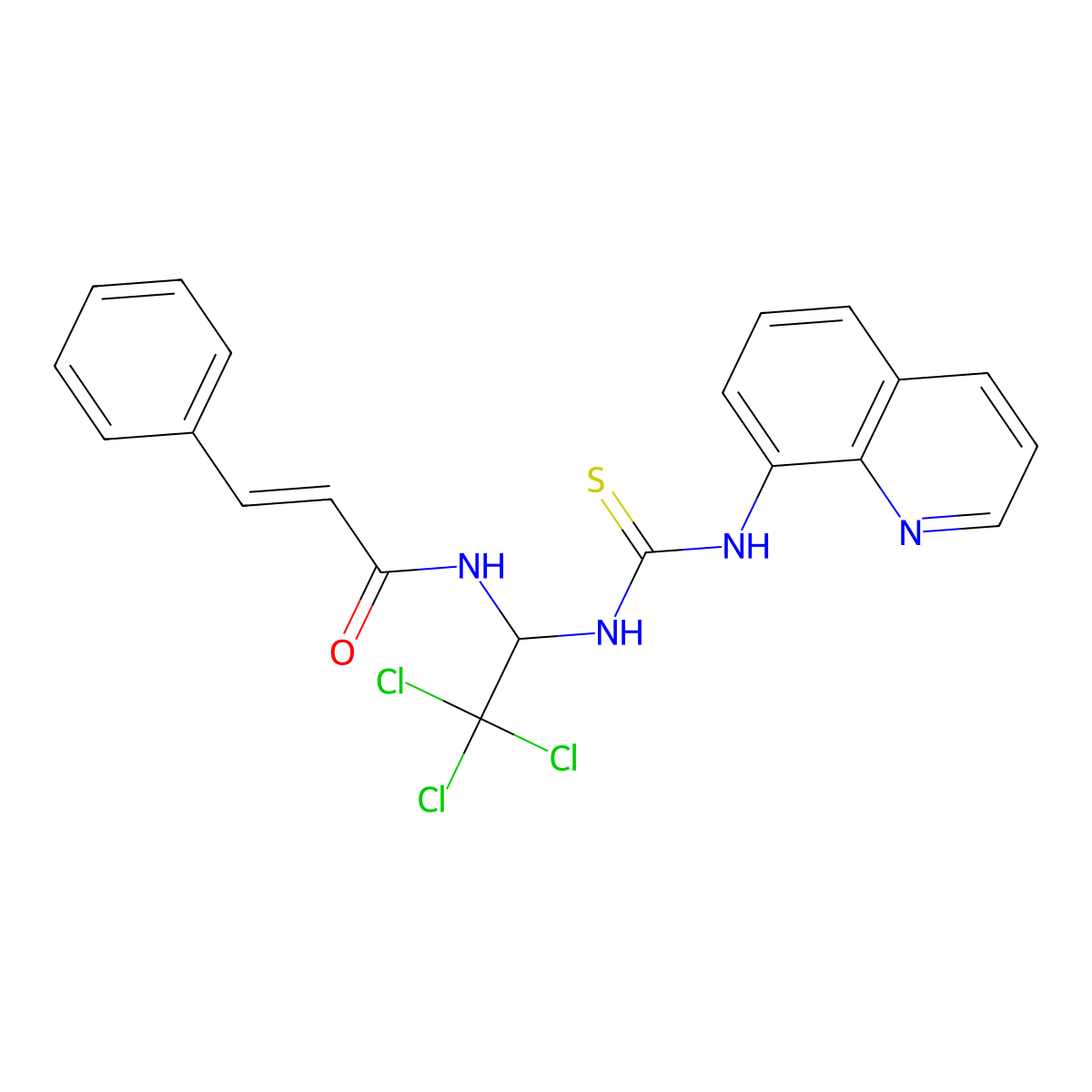 (2E)-3-Phenyl-N-(2,2,2-trichloro-1-(((8-quinolinylamino)thioxomethyl)amino)ethyl)-2-propenamide molecular structure, CAS 405060-95-9