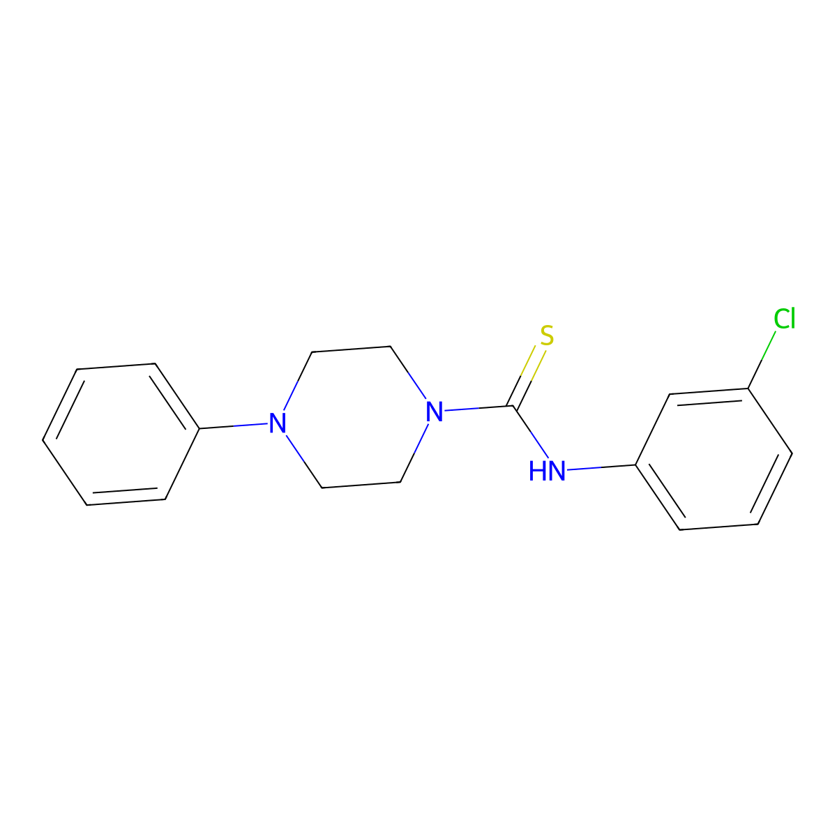 N-(3-chlorophenyl)-4-phenylpiperazine-1-carbothioamide molecular structure, CAS 405067-65-4