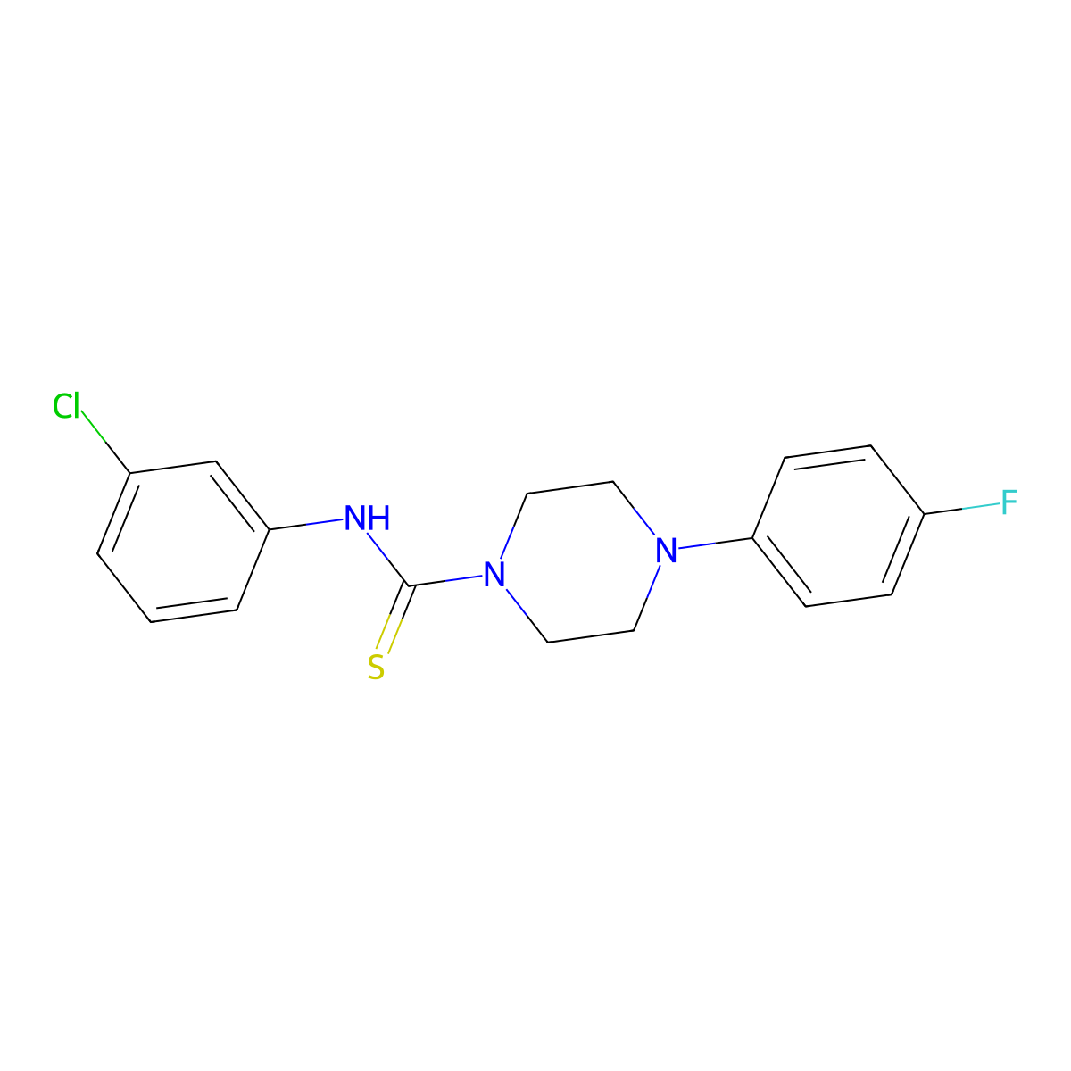 N-(3-chlorophenyl)-4-(4-fluorophenyl)piperazine-1-carbothioamide molecular structure, CAS 405067-66-5
