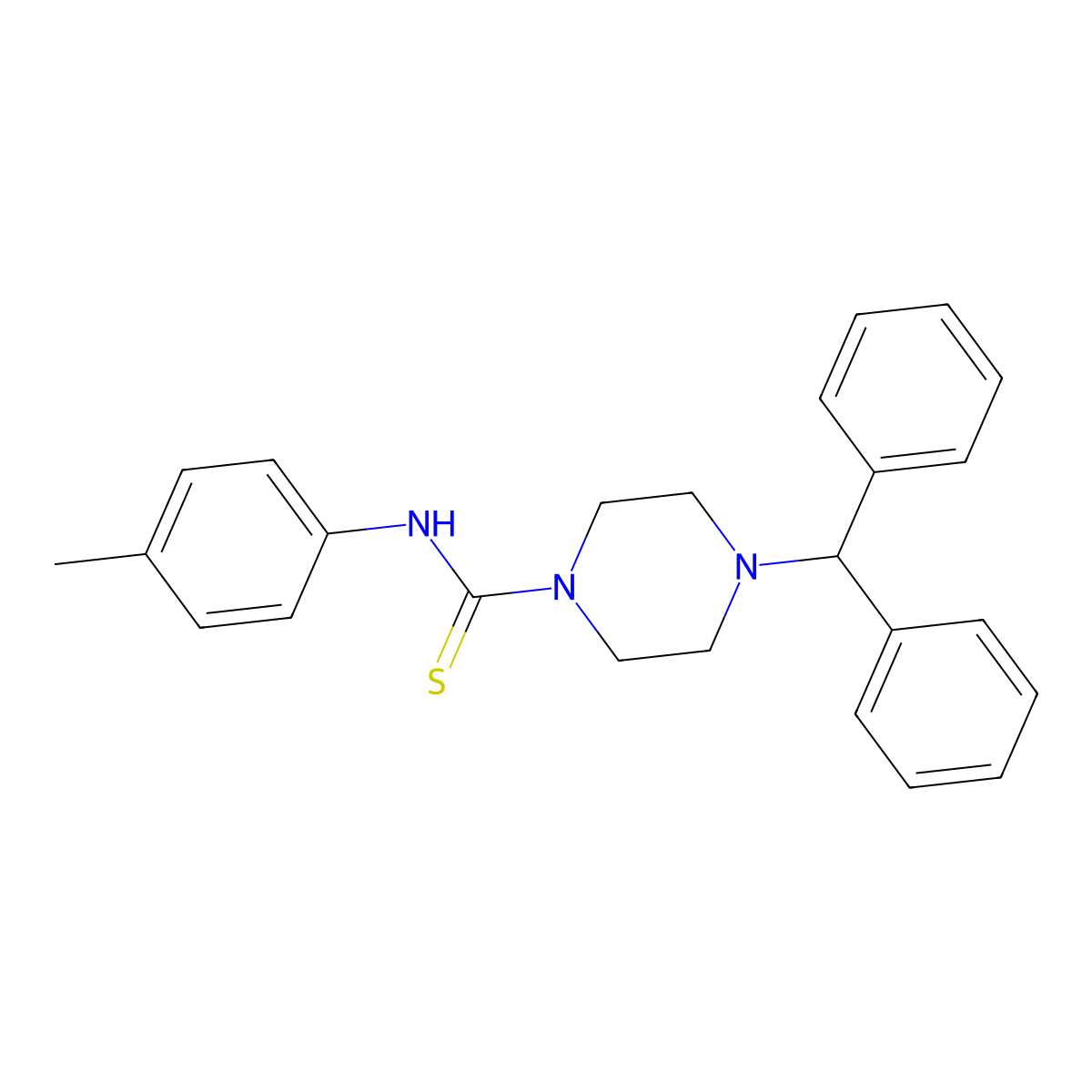 4-benzhydryl-N-(4-methylphenyl)piperazine-1-carbothioamide molecular structure, CAS 405067-72-3