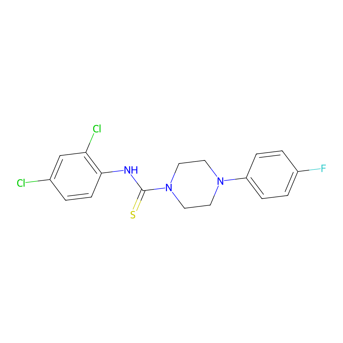 N-(2,4-dichlorophenyl)-4-(4-fluorophenyl)piperazine-1-carbothioamide molecular structure, CAS 405067-96-1