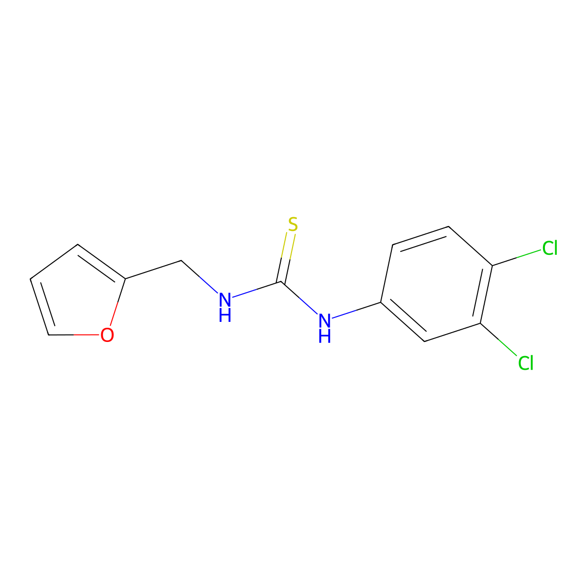 1-(3,4-Dichlorophenyl)-3-(furan-2-ylmethyl)thiourea molecular structure, CAS 405067-99-4