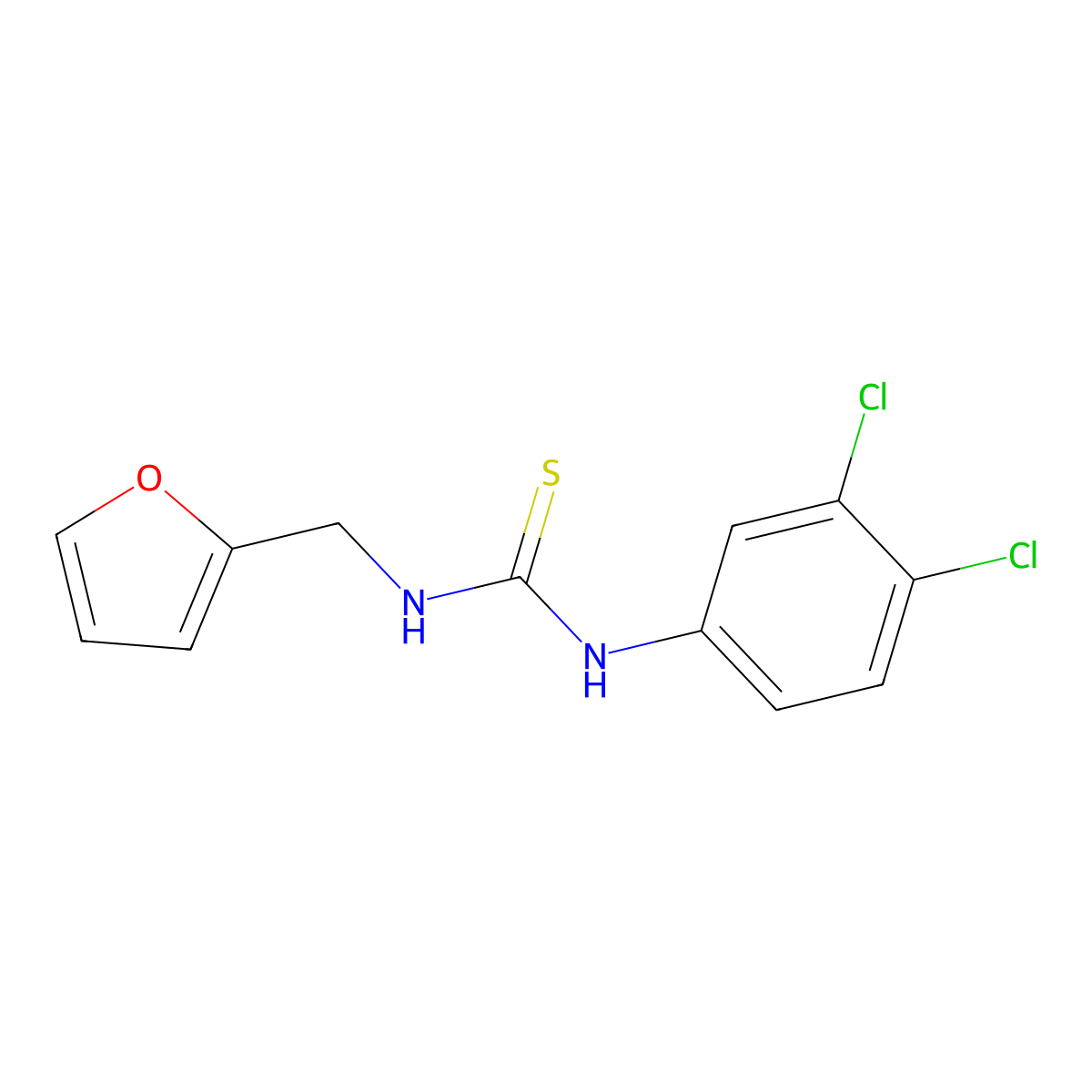 1-(3,4-Dichlorophenyl)-3-(furan-2-ylmethyl)thiourea molecular structure, CAS 405067-99-4