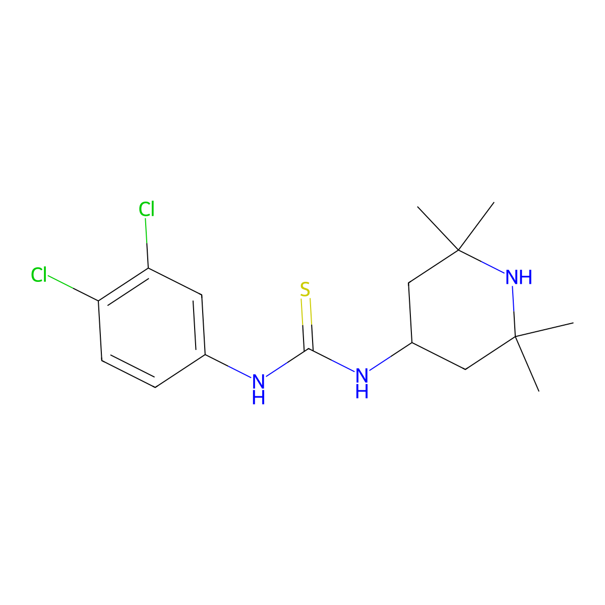 1-(3,4-Dichlorophenyl)-3-(2,2,6,6-tetramethylpiperidin-4-yl)thiourea molecular structure, CAS 405068-06-6