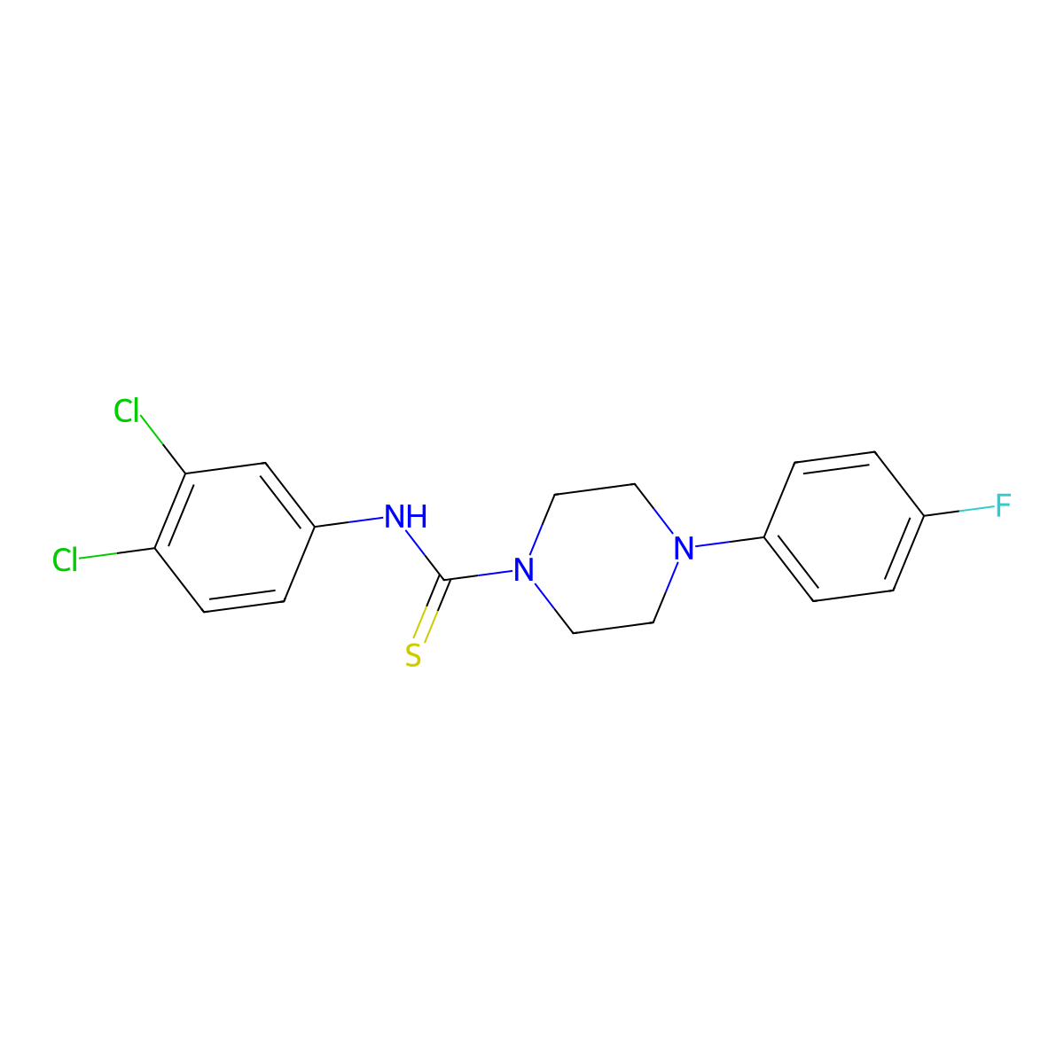 N-(3,4-dichlorophenyl)-4-(4-fluorophenyl)piperazine-1-carbothioamide molecular structure, CAS 405068-09-9