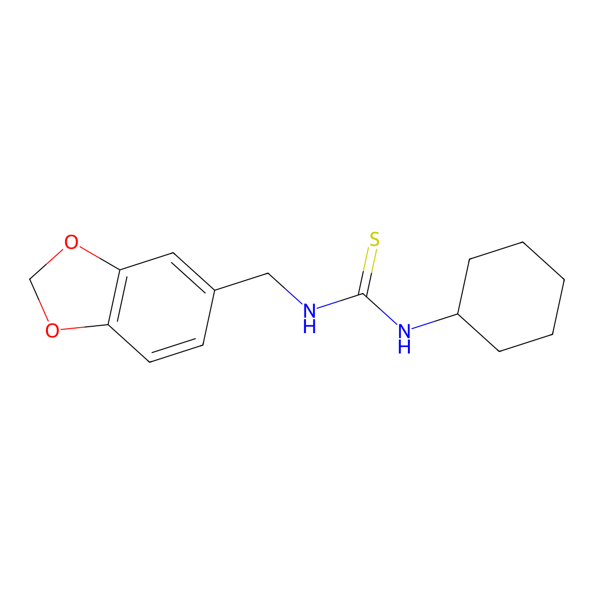 1-(1,3-Benzodioxol-5-ylmethyl)-3-cyclohexylthiourea molecular structure, CAS 405068-25-9
