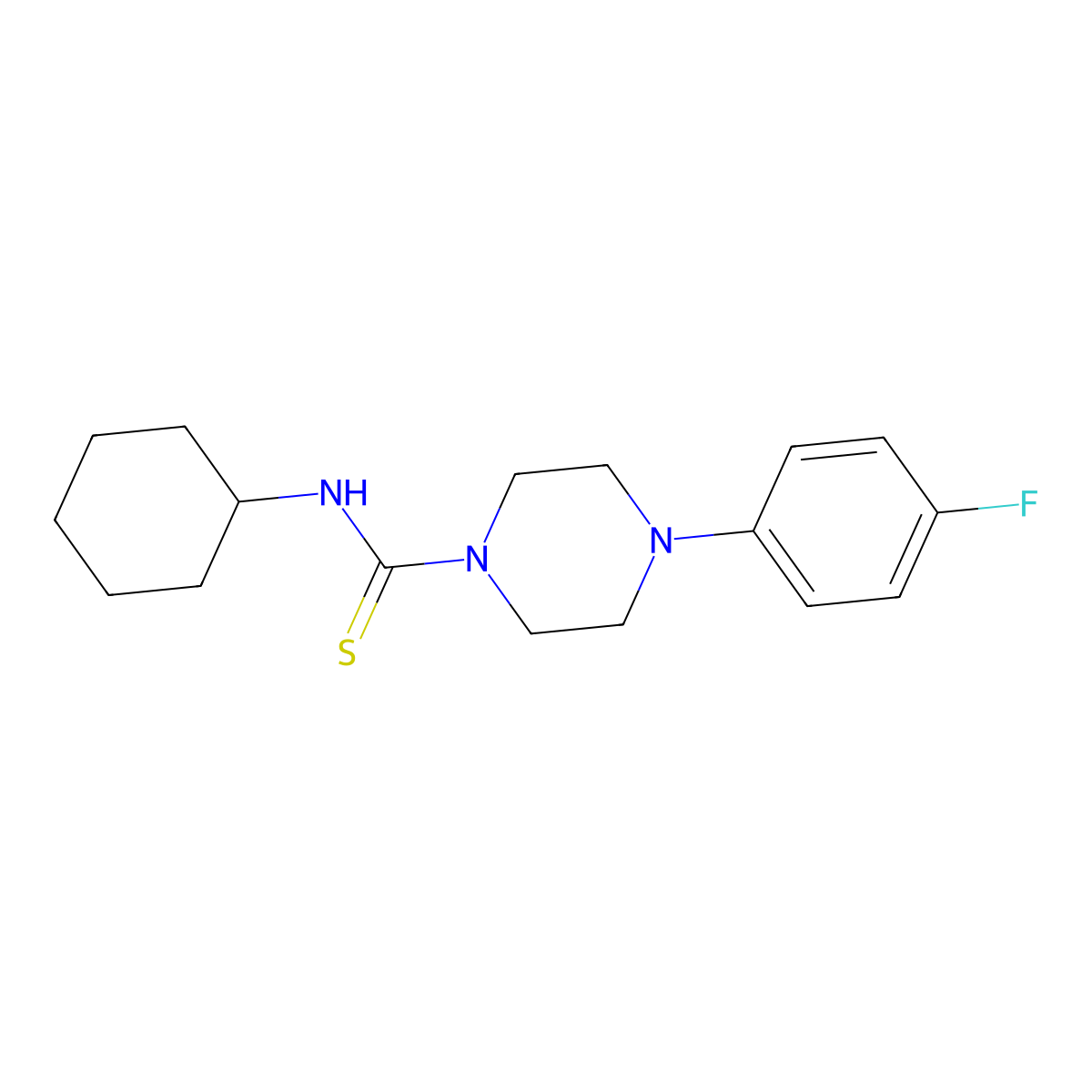 N-cyclohexyl-4-(4-fluorophenyl)piperazine-1-carbothioamide molecular structure, CAS 405068-26-0