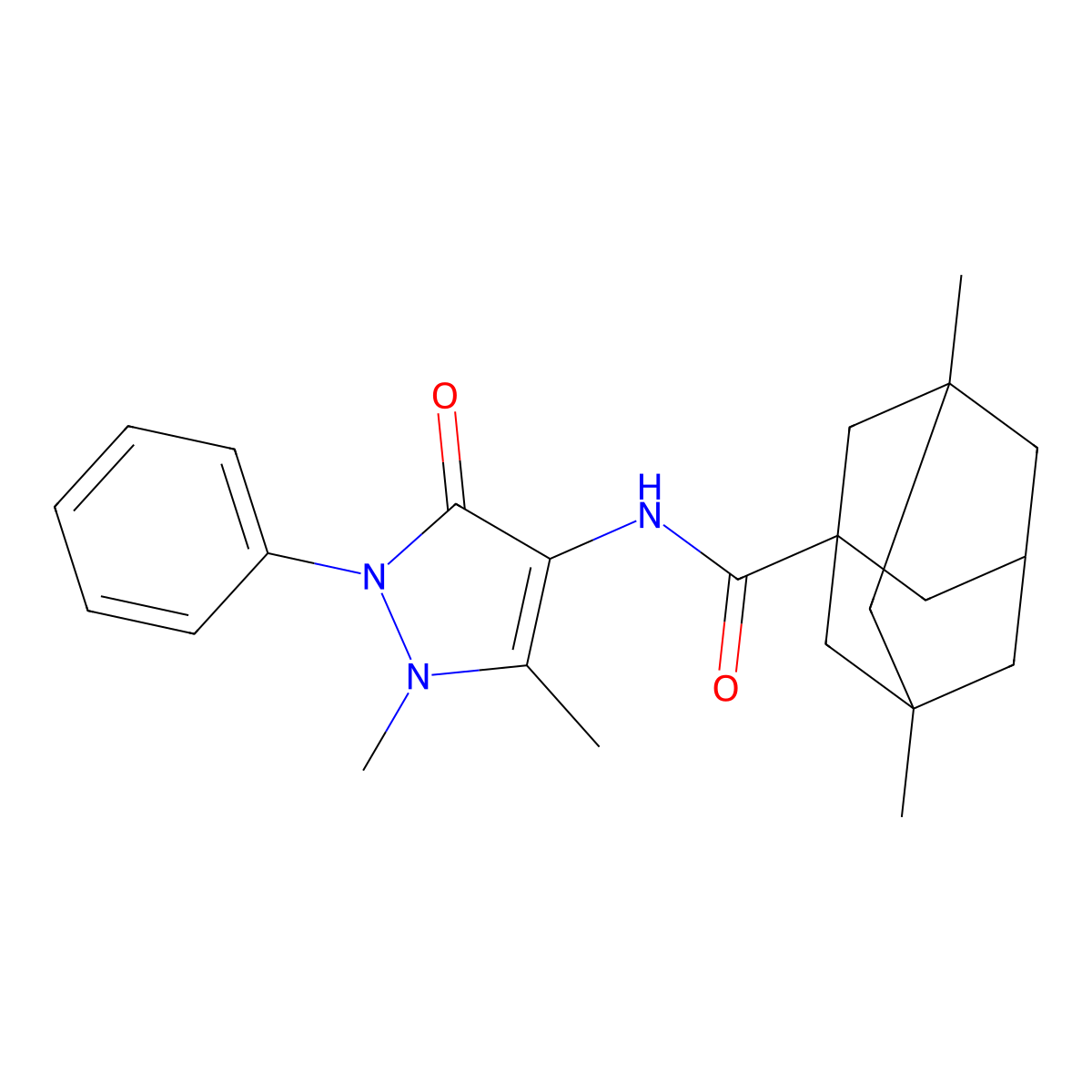 N-(1,5-dimethyl-3-oxo-2-phenyl-2,3-dihydro-1H-pyrazol-4-yl)-3,5-dimethyladamantane-1-carboxamide molecular structure, CAS 405068-86-2