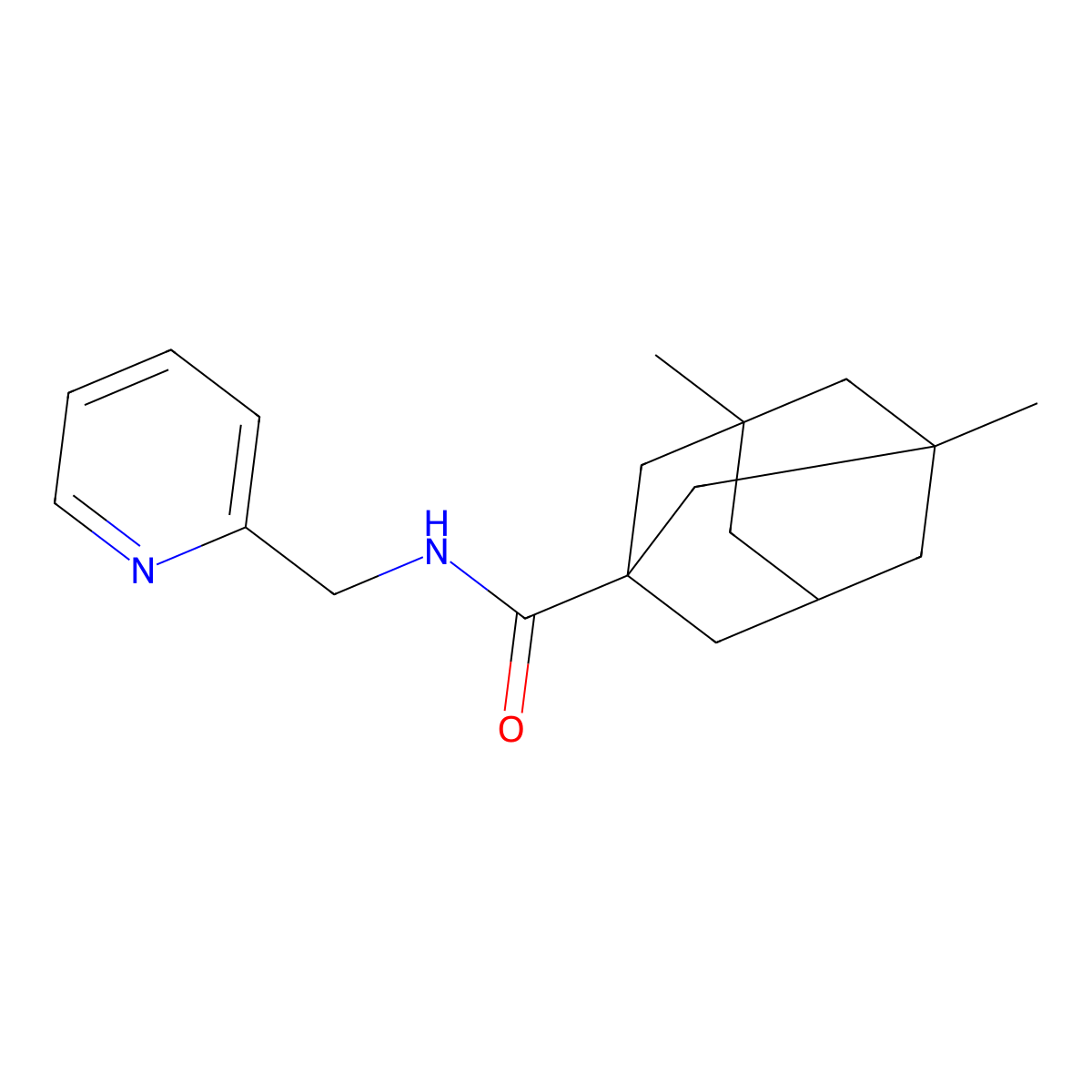 3,5-dimethyl-N-(pyridin-2-ylmethyl)adamantane-1-carboxamide molecular structure, CAS 405077-13-6