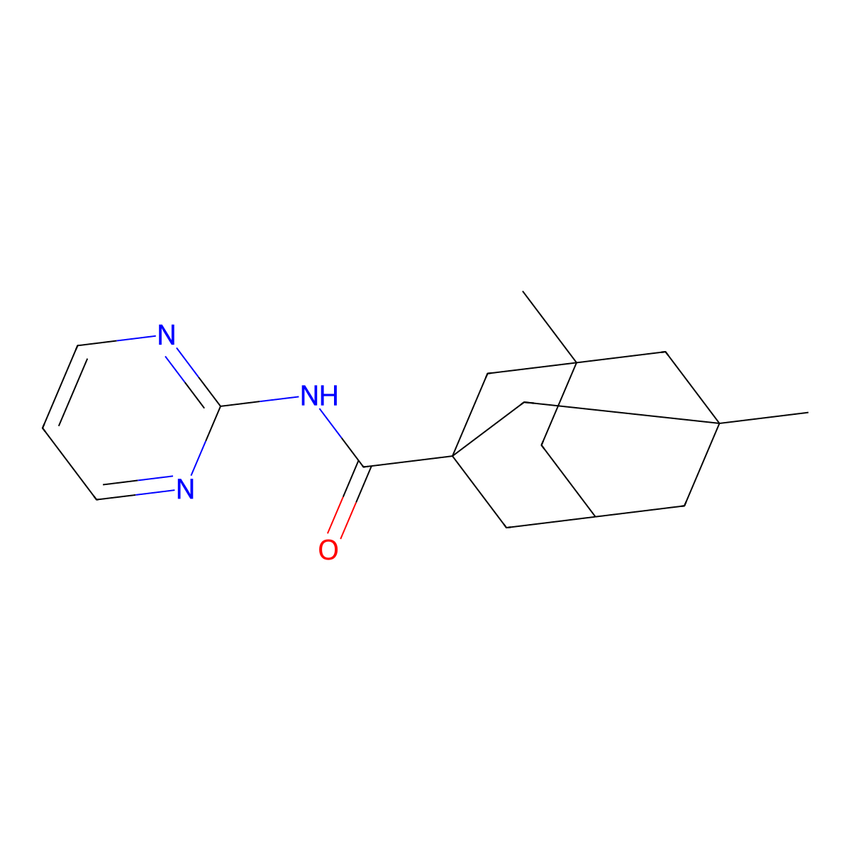 3,5-dimethyl-N-pyrimidin-2-yladamantane-1-carboxamide molecular structure, CAS 405077-17-0