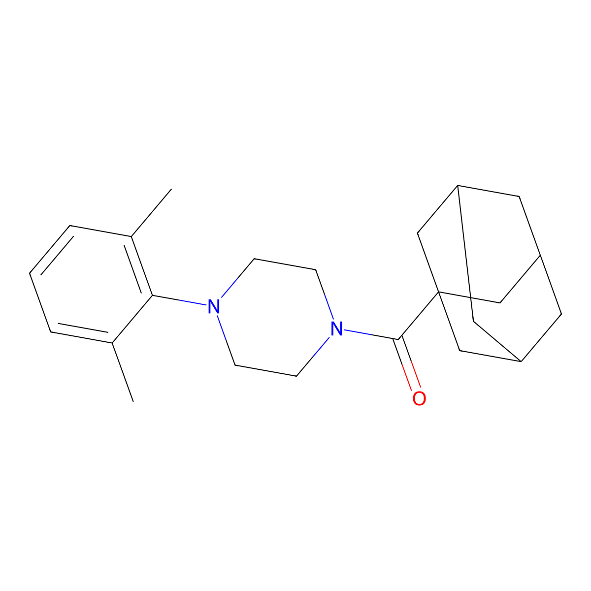 Adamantanyl 4-(2,6-dimethylphenyl)piperazinyl ketone molecular structure, CAS 405077-18-1