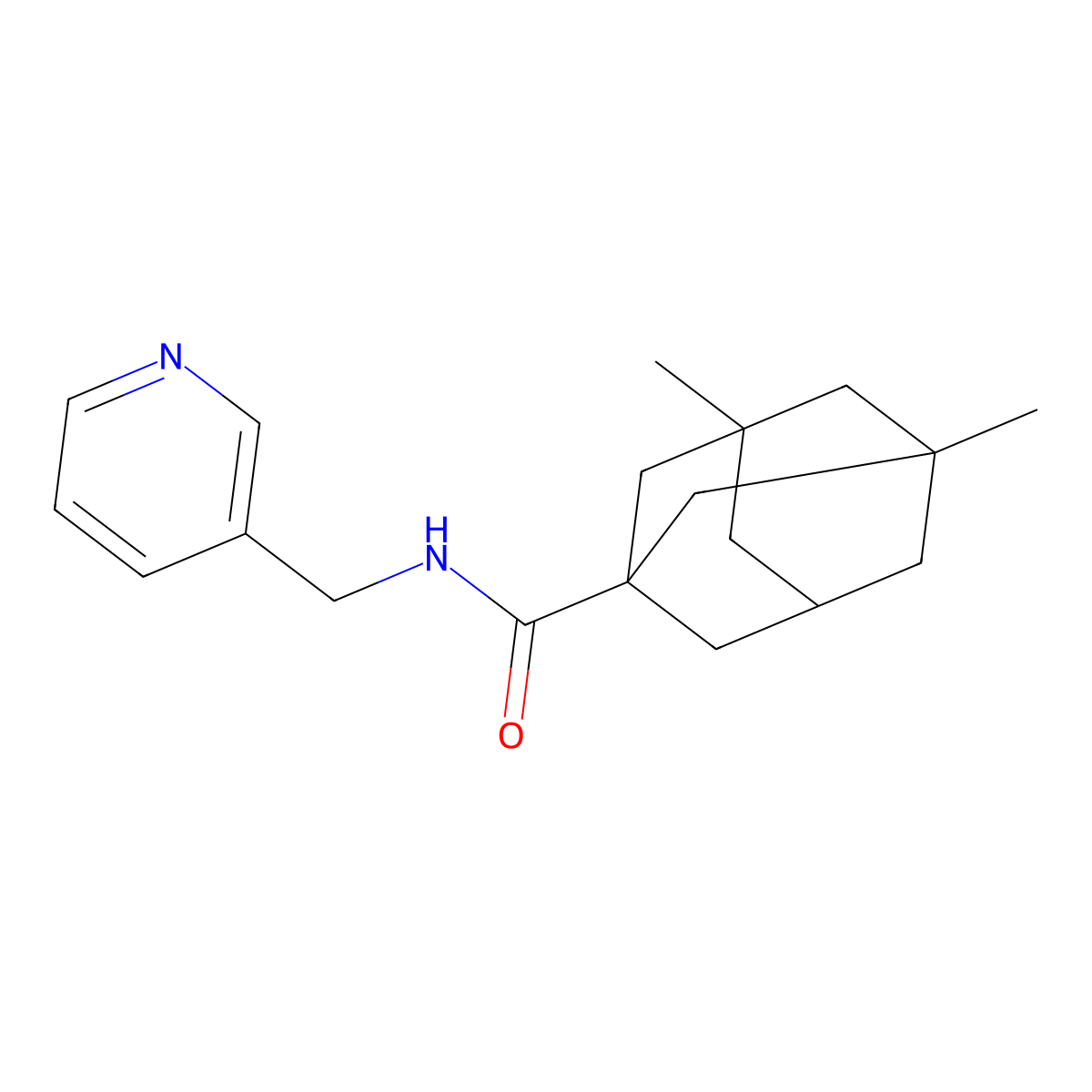 3,5-dimethyl-N-(pyridin-3-ylmethyl)adamantane-1-carboxamide molecular structure, CAS 405077-38-5