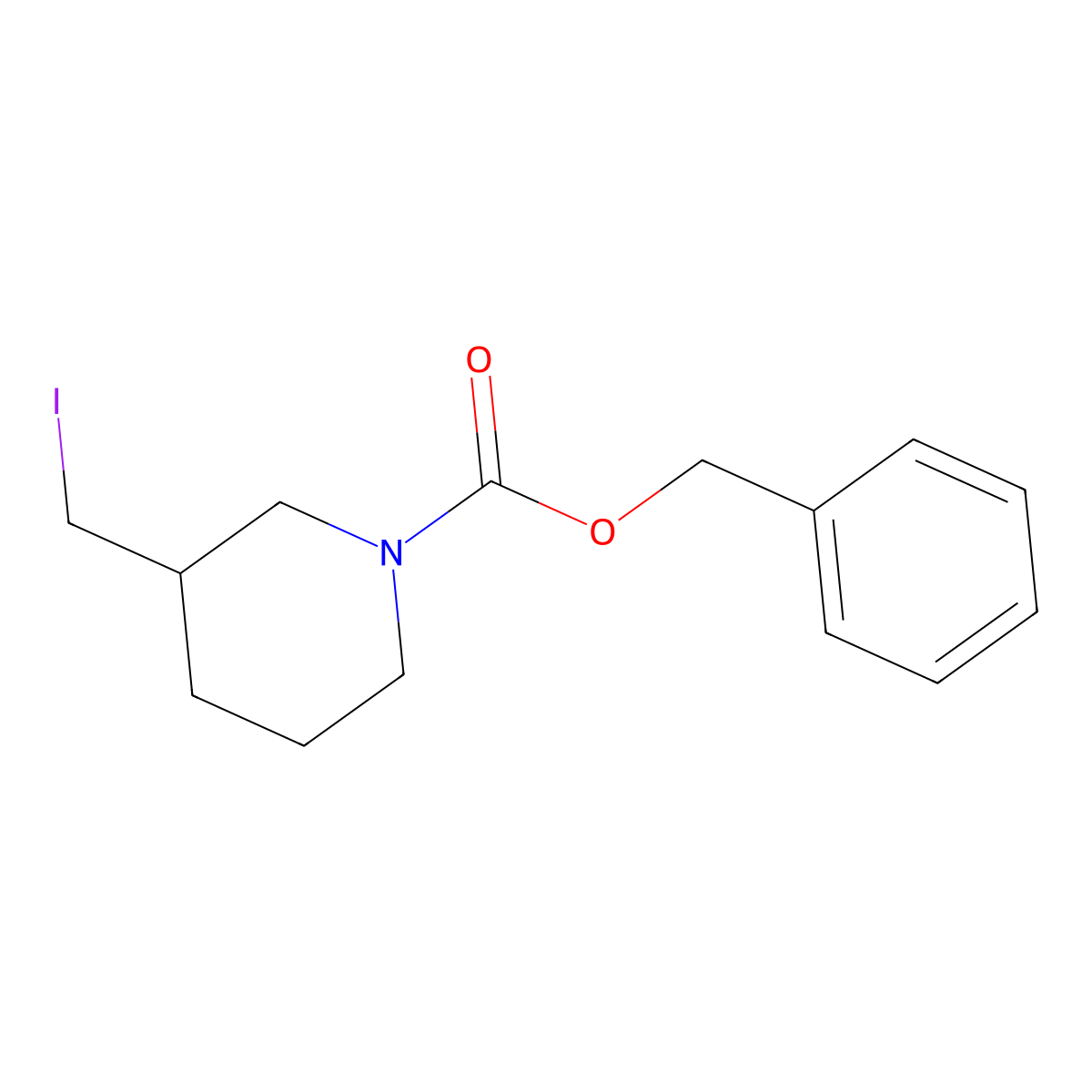 Benzyl 3-(iodomethyl)piperidine-1-carboxylate molecular structure, CAS 405090-65-5