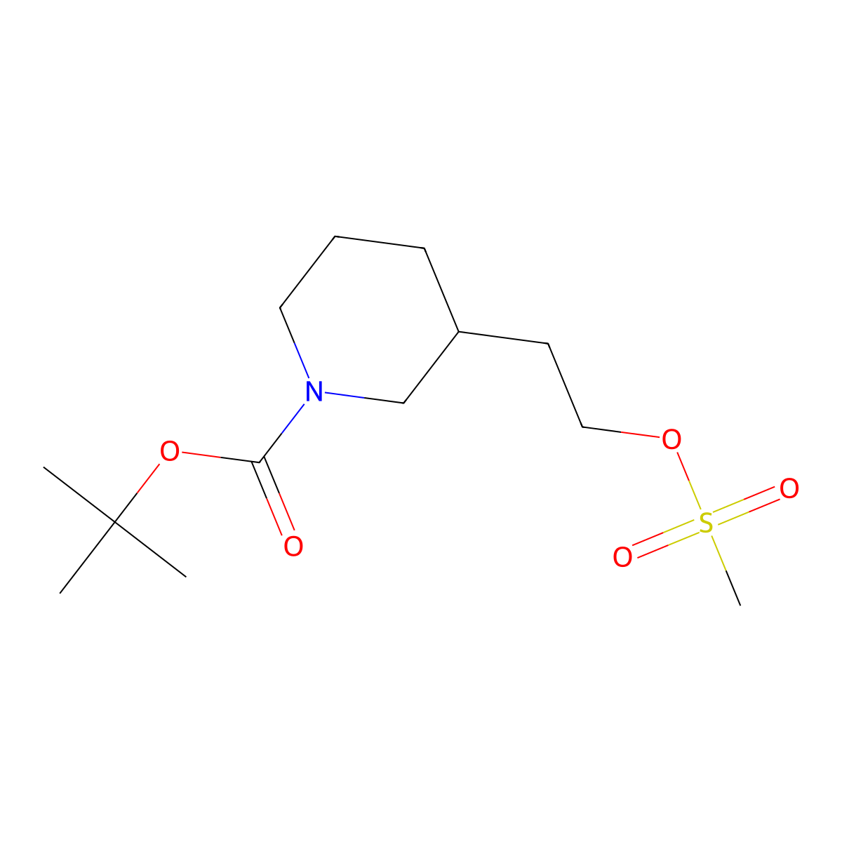 tert-Butyl 3-(2-((methylsulfonyl)oxy)ethyl)piperidine-1-carboxylate molecular structure, CAS 405090-66-6