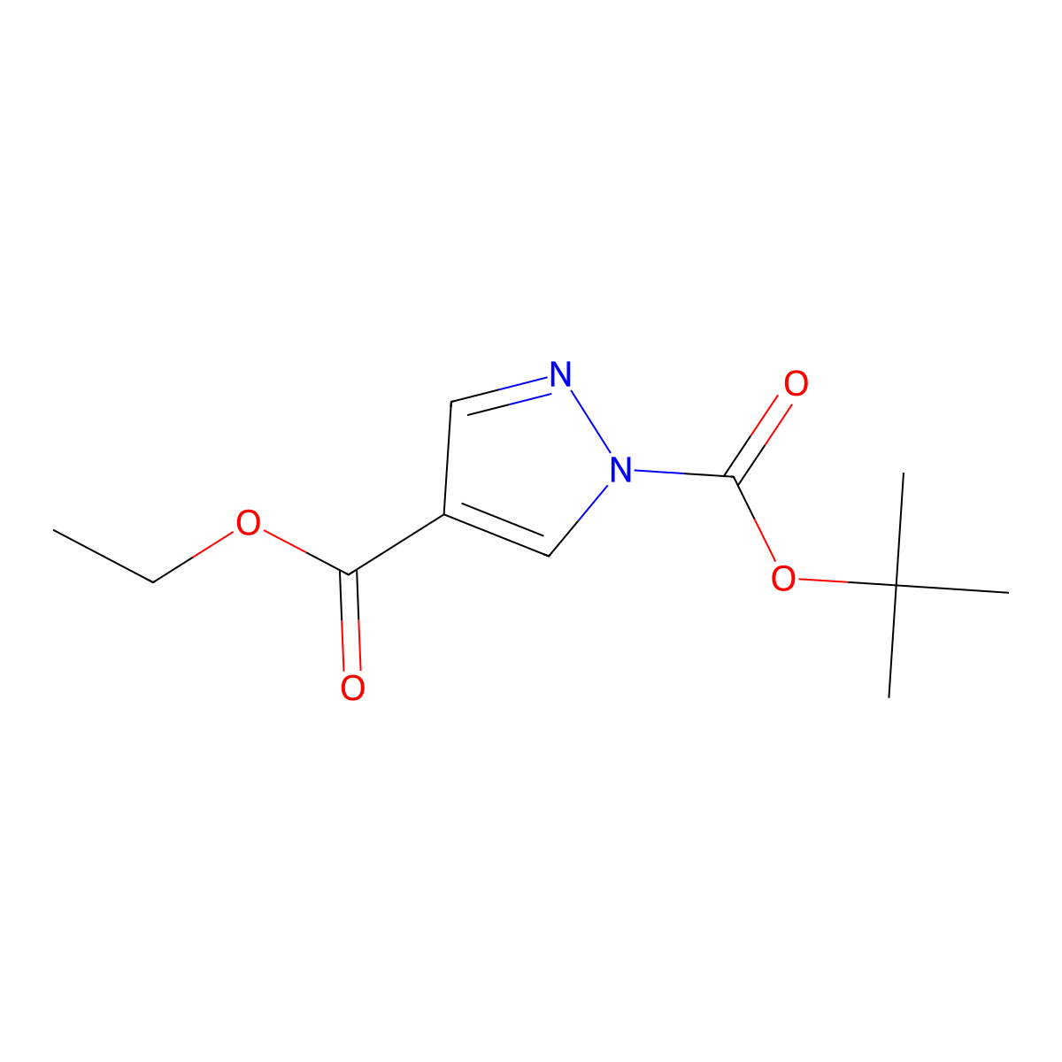 1-tert-butyl 4-ethyl 1H-pyrazole-1,4-dicarboxylate molecular structure, CAS 405103-00-6