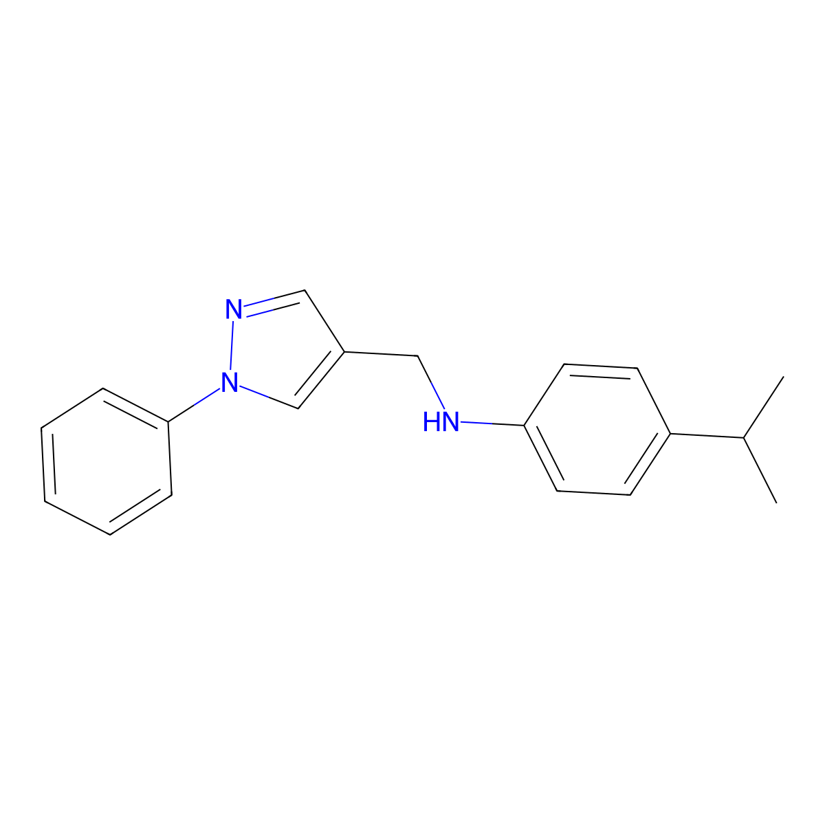 (4-Isopropylphenyl)[(1-phenylpyrazol-4-yl)methyl]amine molecular structure, CAS 405103-42-6