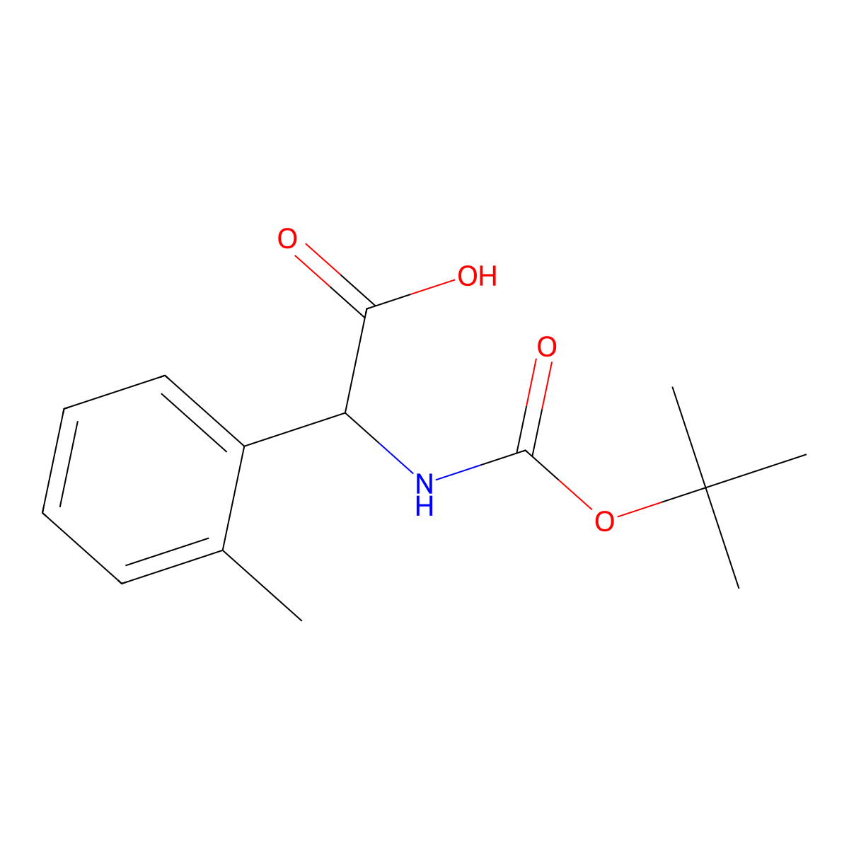 Tert-butoxycarbonylamino-O-tolyl-acetic acid molecular structure, CAS 40512-48-9