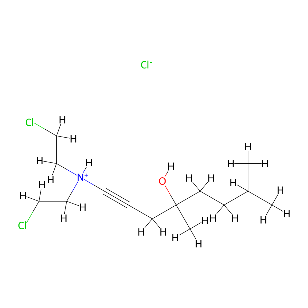 2-Octyn-4-ol, 1-(bis(2-chloroethyl)amino)-4,7-dimethyl-, hydrochloride molecular structure, CAS 40513-56-2