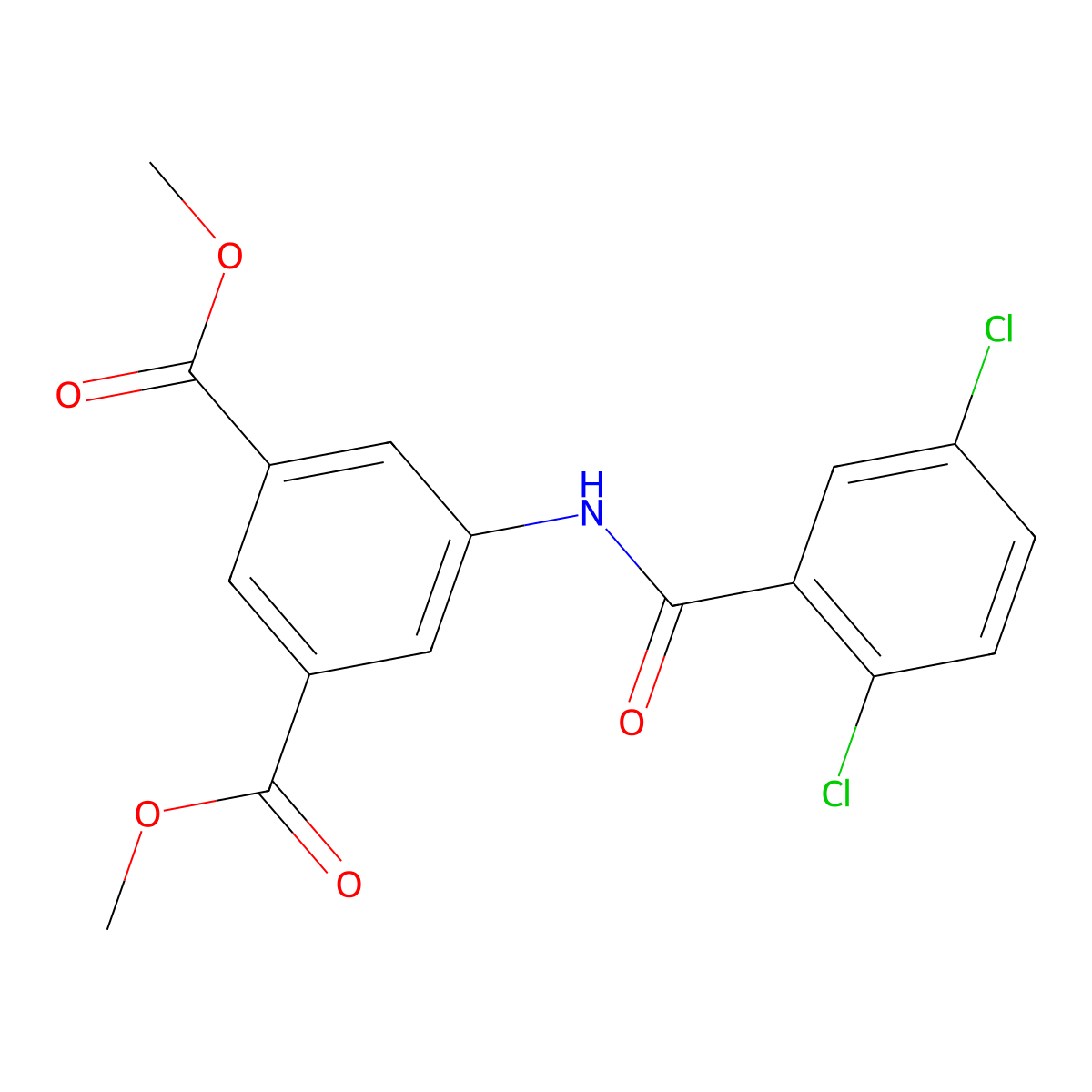 Methyl 5-[(2,5-dichlorophenyl)carbonylamino]-3-(methoxycarbonyl)benzoate molecular structure, CAS 405147-22-0